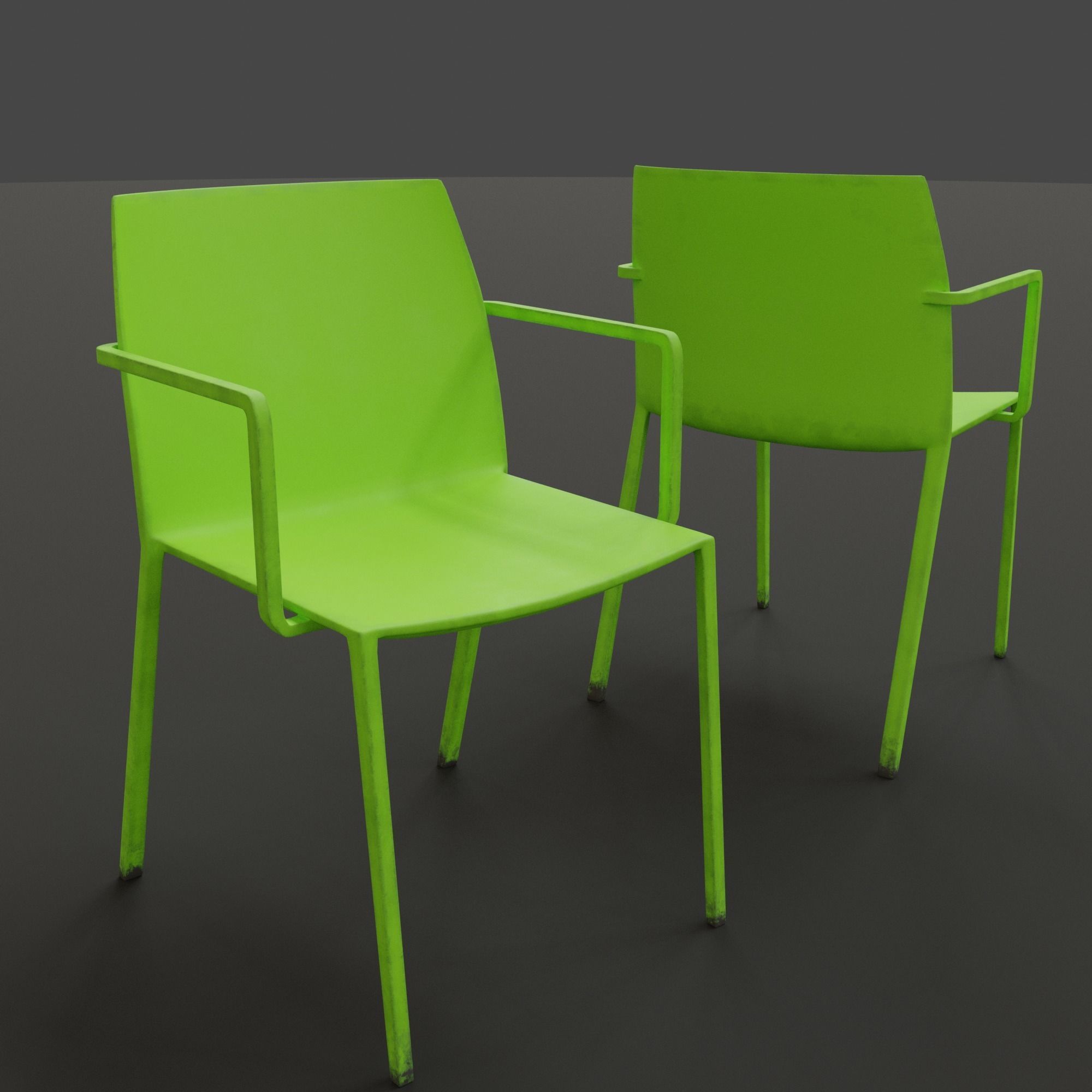 Stackable Plastic Chair Low-poly 3D model_13