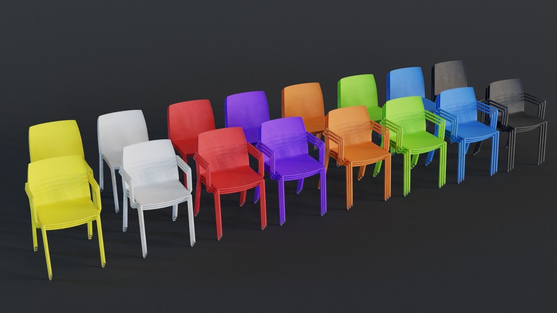 Stackable Plastic Chair Low-poly 3D model_2