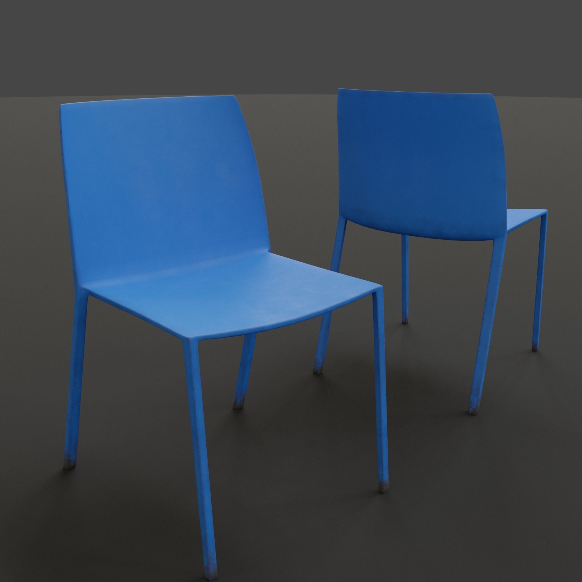 Stackable Plastic Chair Low-poly 3D model_4