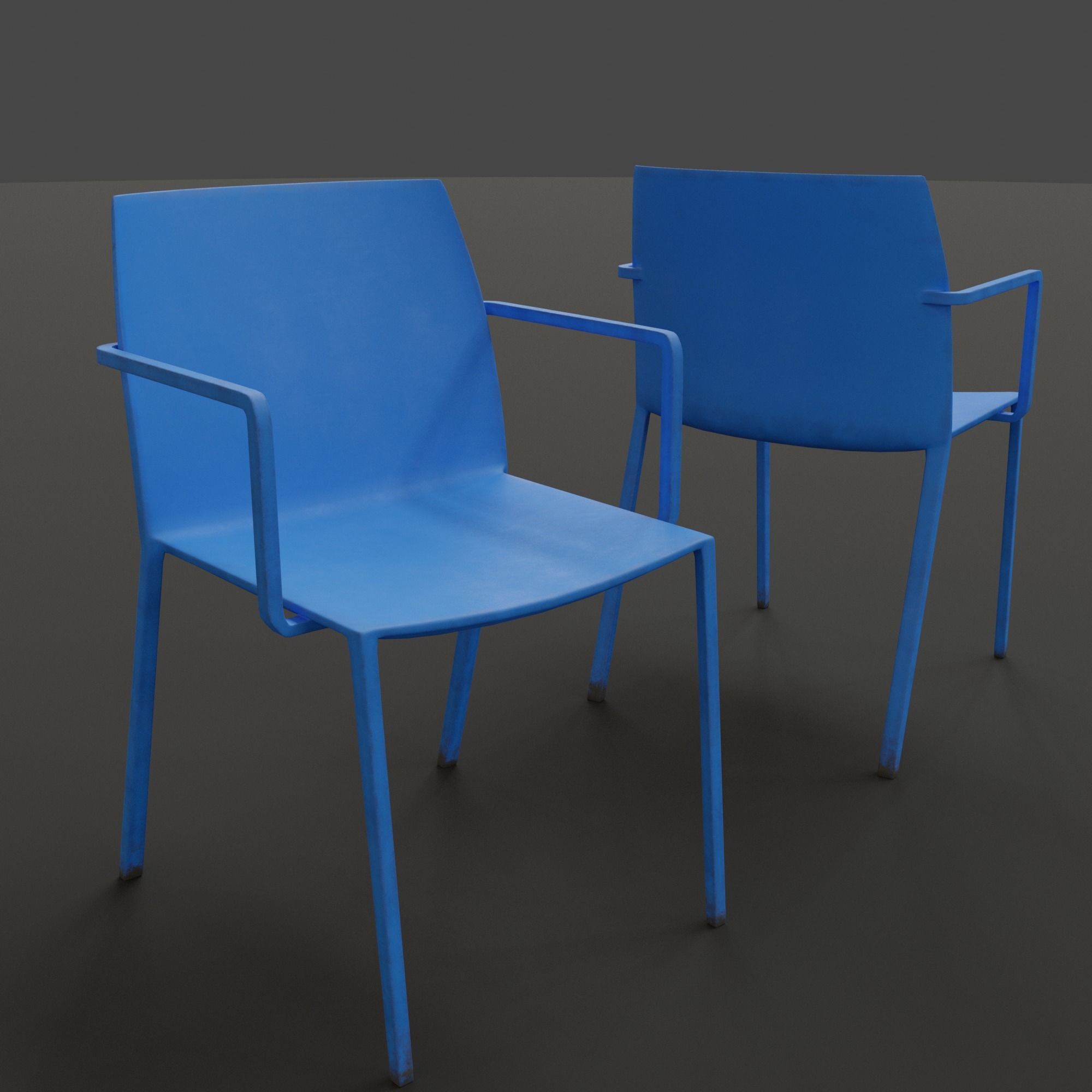 Stackable Plastic Chair Low-poly 3D model_12