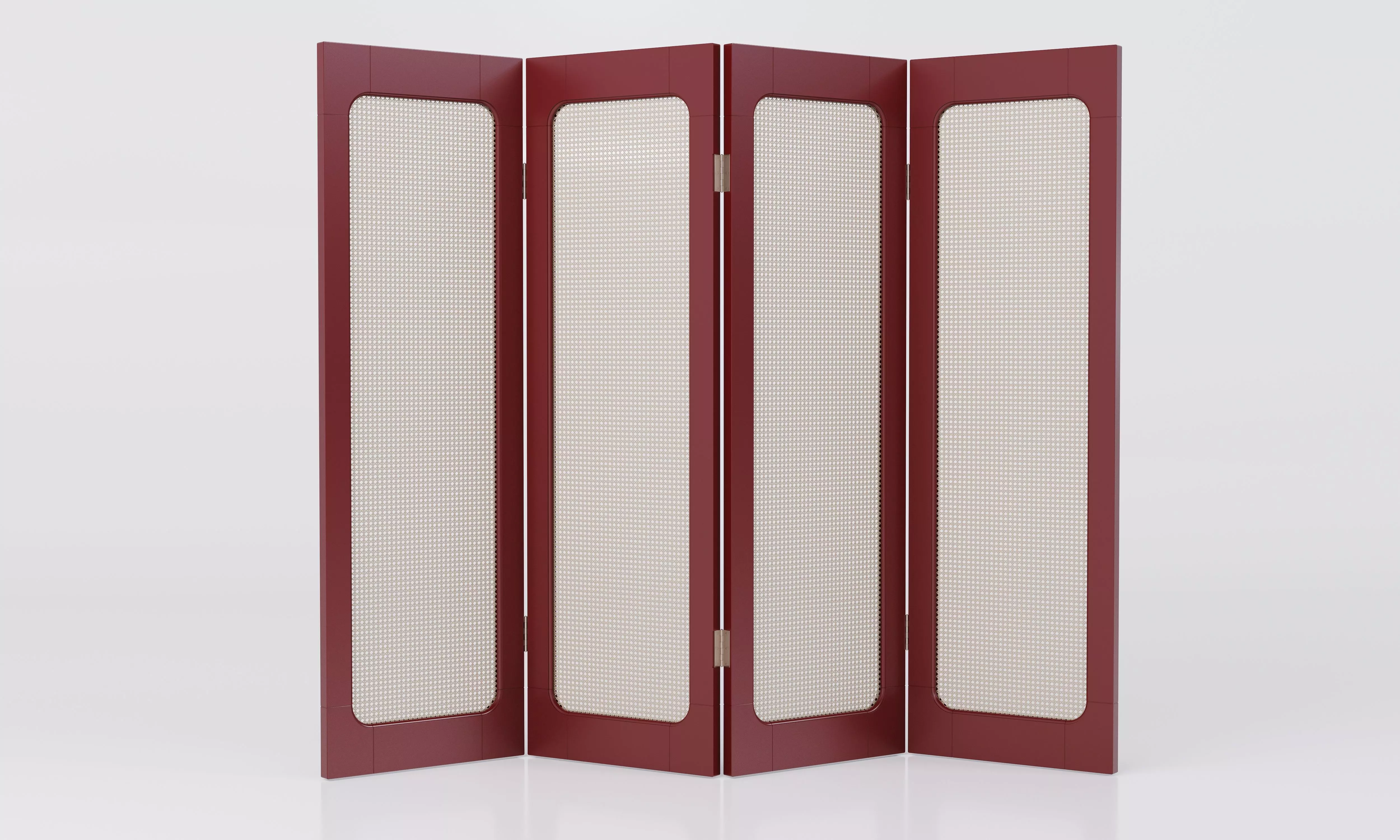 Solid Lacquered Wood and Rattan Room Divider 3D model_0