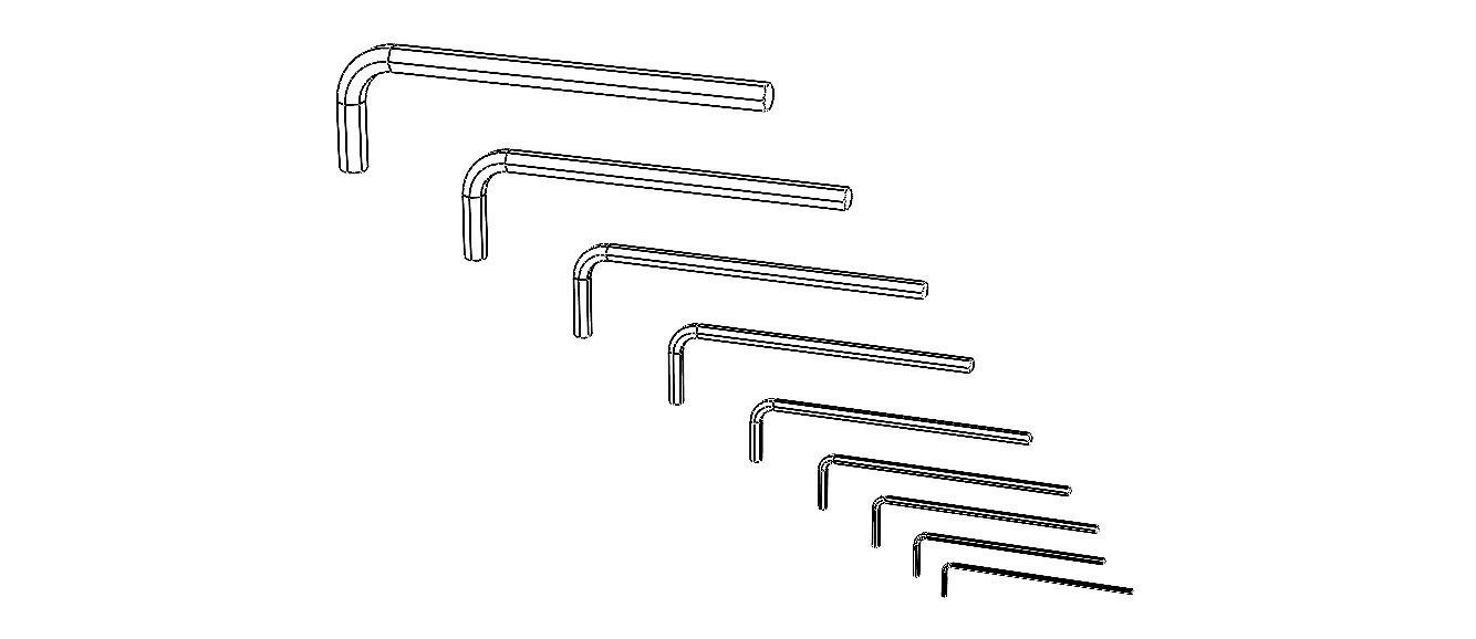 Hex Keys - Long Series Metric 3D model_2