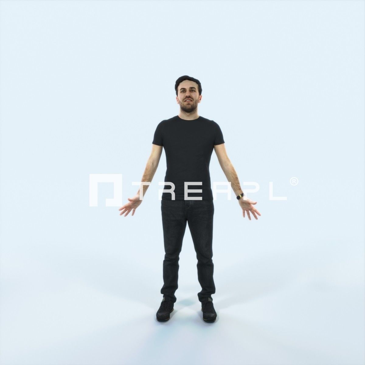 Flow 01B Animated Rigged Casual Man Low-poly 3D model_1