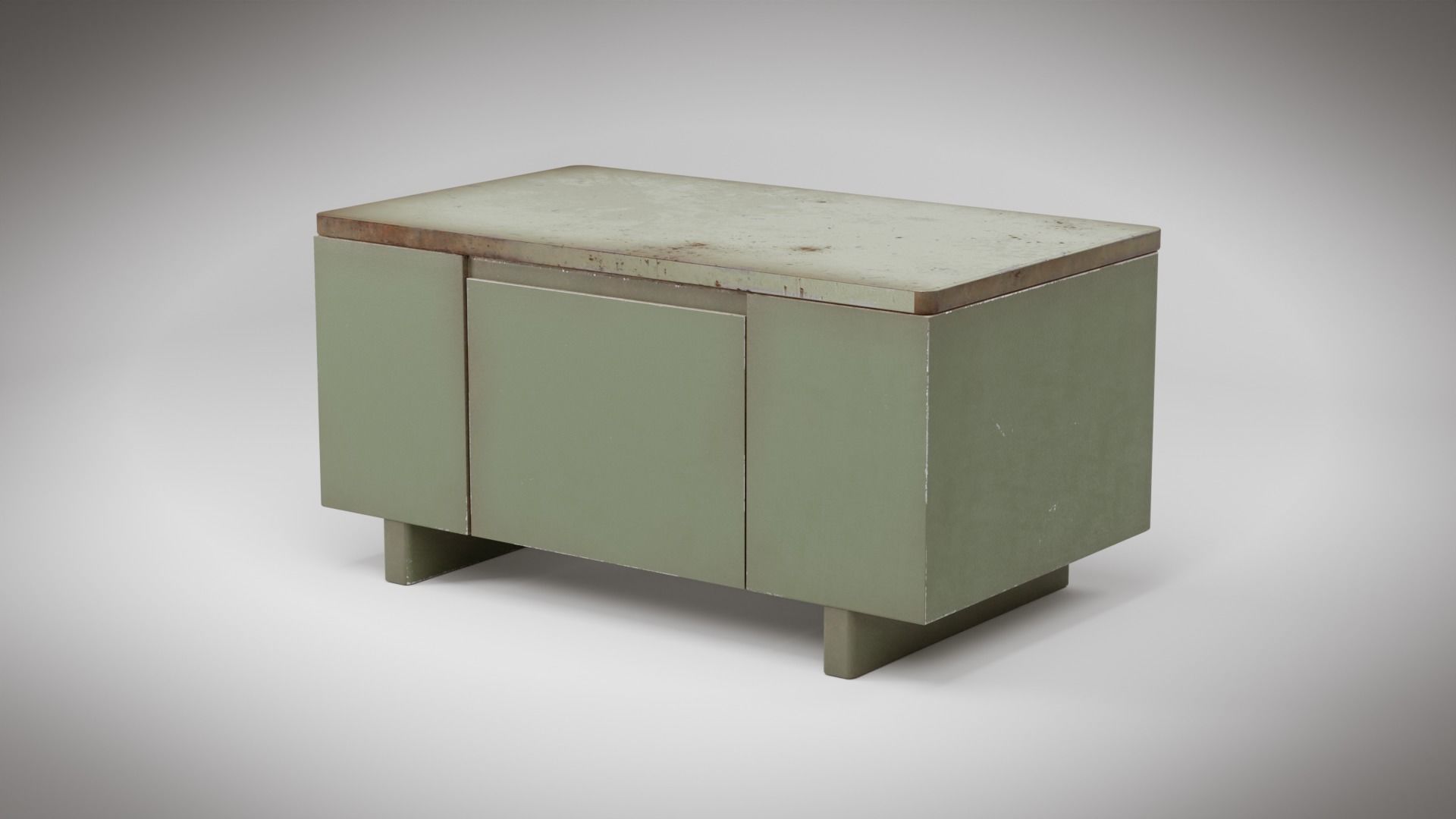 Old Metal Desk Free 3D model_3