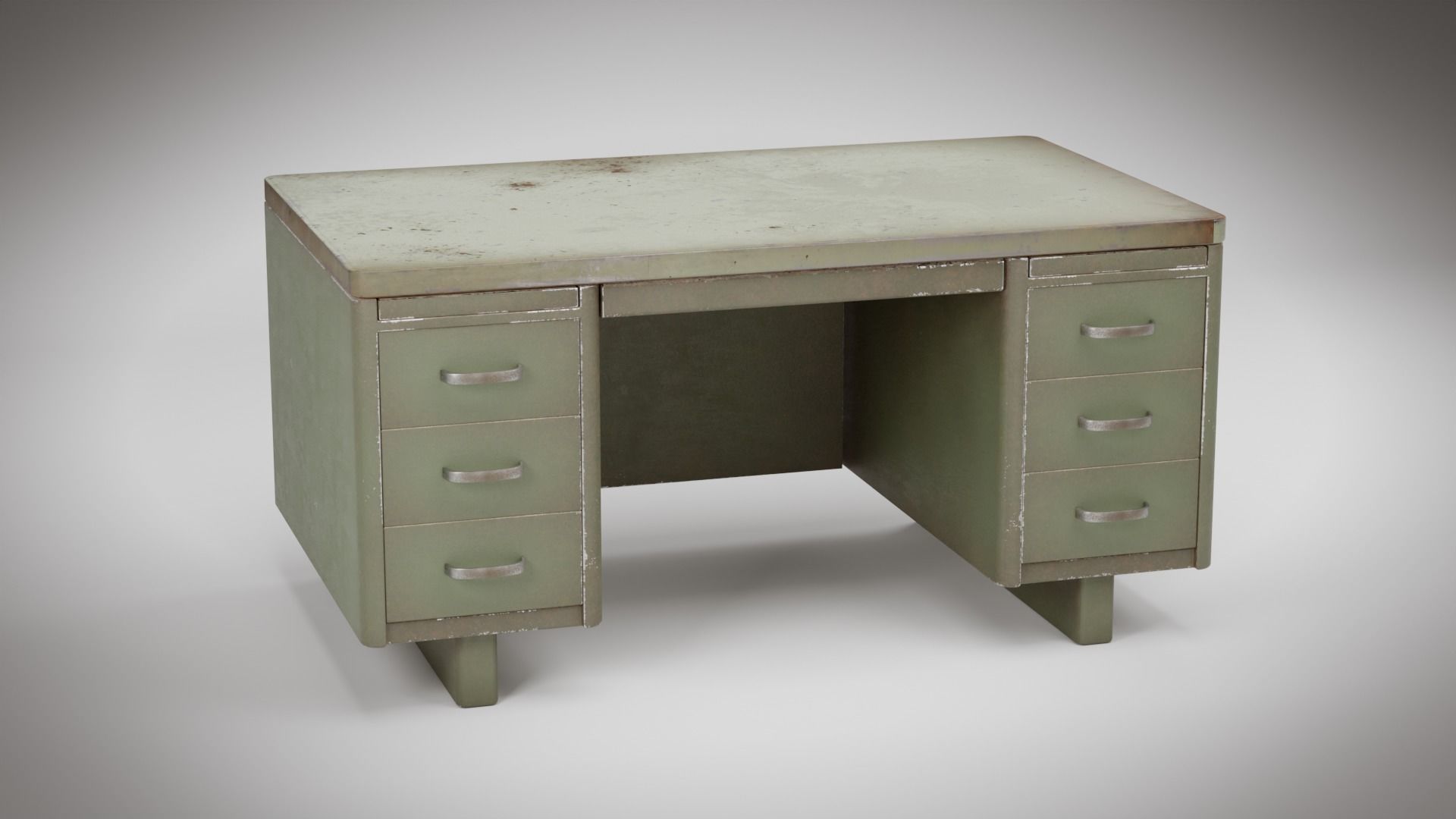 Old Metal Desk Free 3D model_1