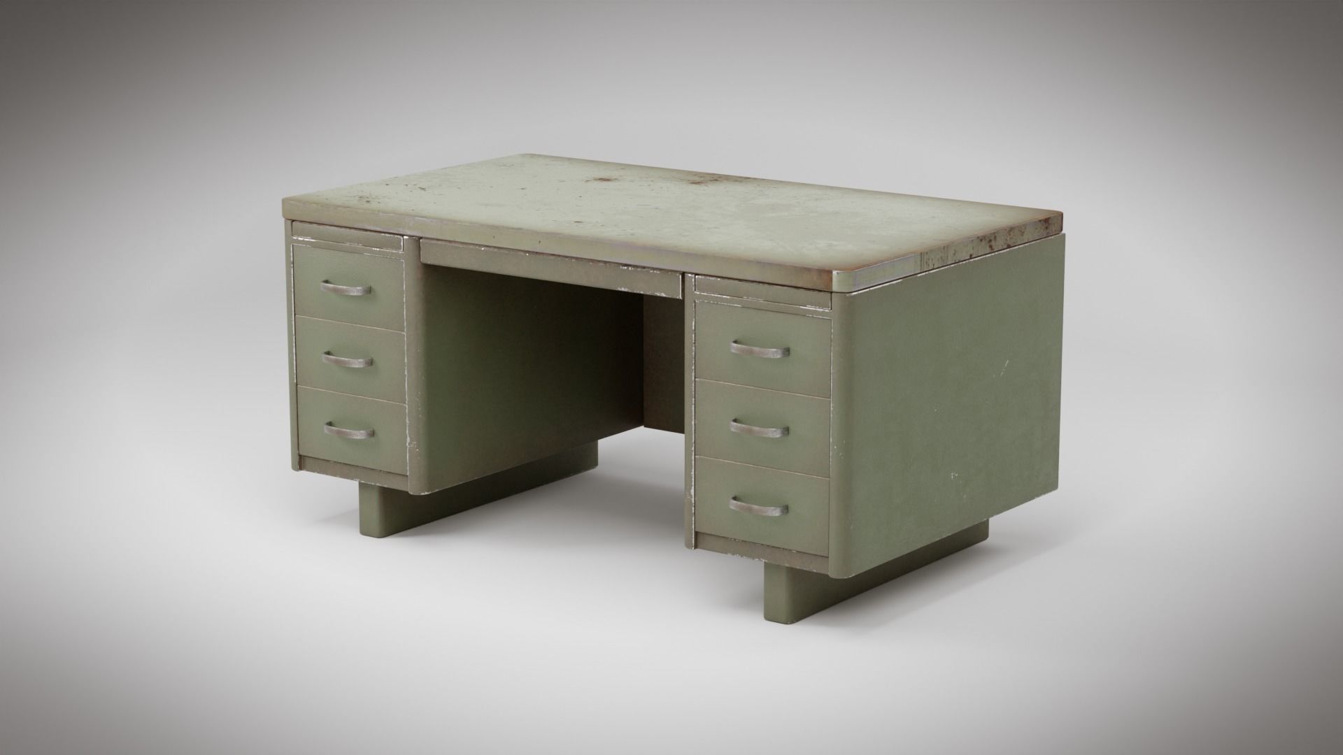 Old Metal Desk Free 3D model_2