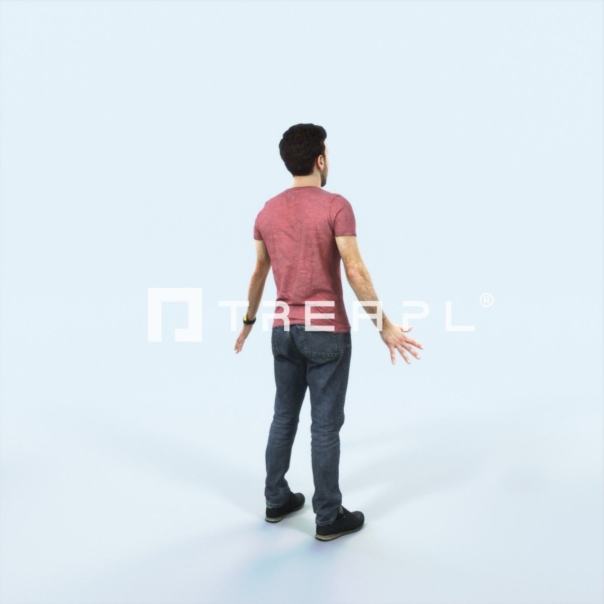 Flow 01A Animated Rigged Casual Man Low-poly 3D model_3
