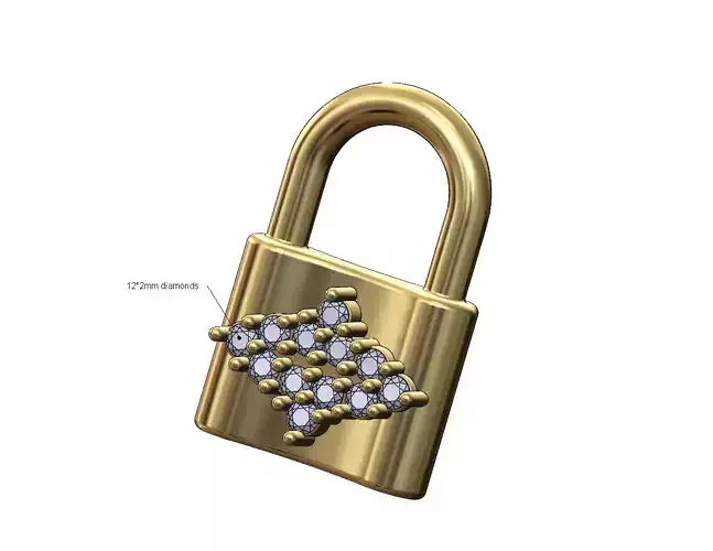 Star diamond cluster curved padlock pendant and charm