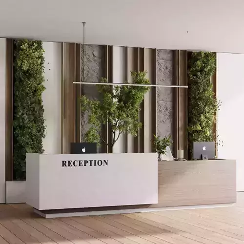 Reception Desk and Wall decor - office furniture 22 Low-poly 3D model
