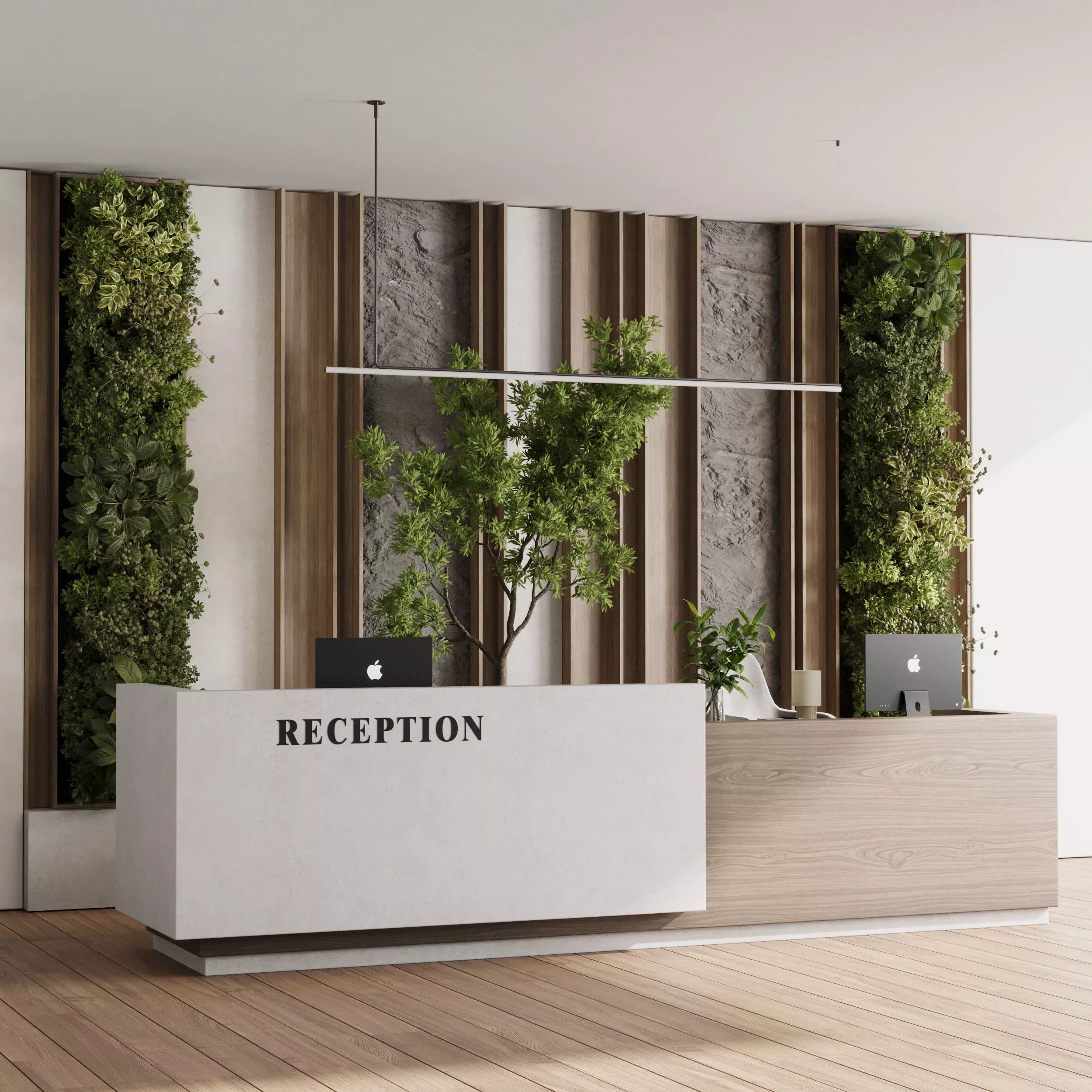 3D model Reception Desk and Wall decor - office furniture 22 VR / AR /  low-poly | CGTrader, image size:2500x2500