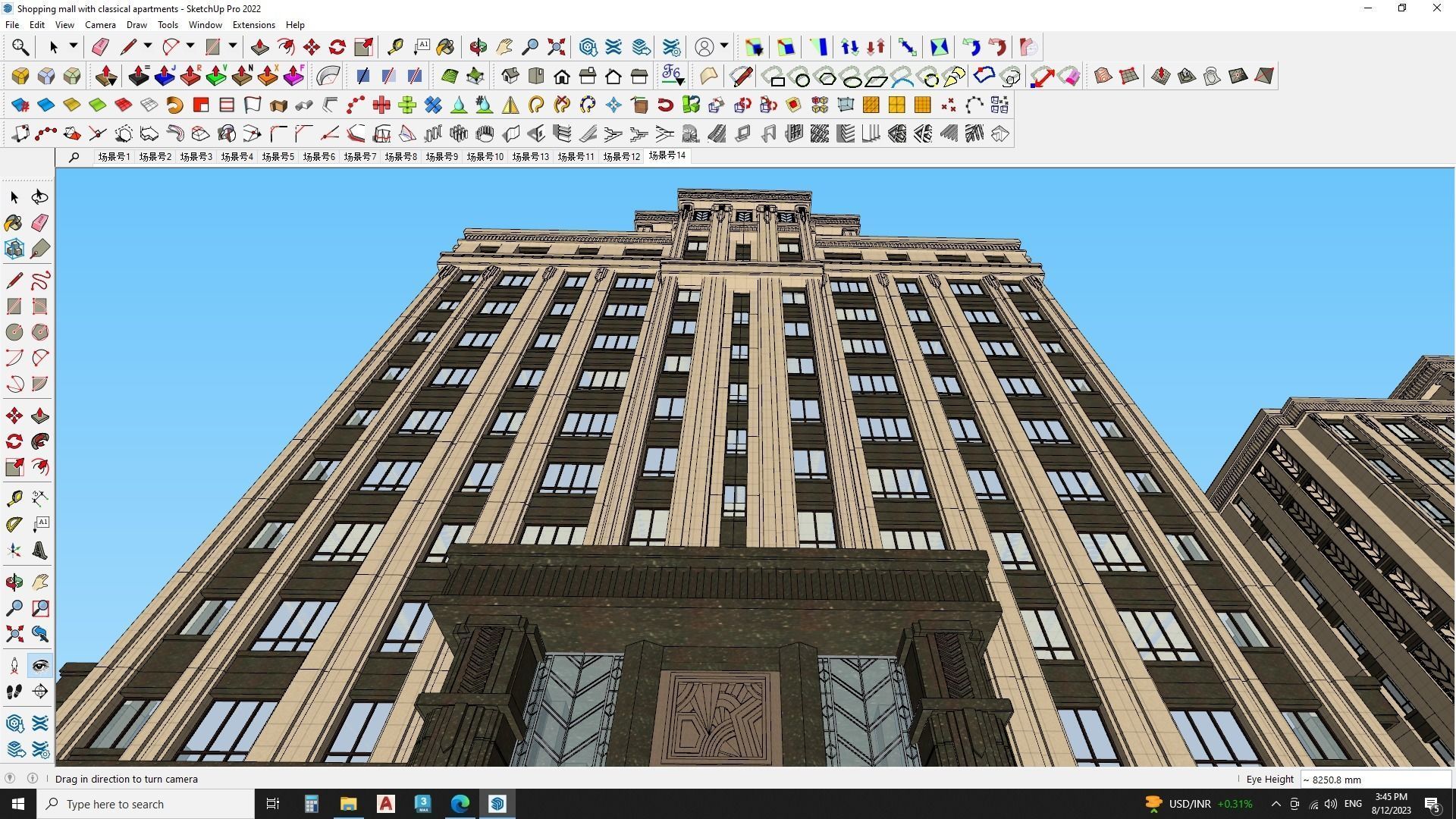 Shopping mall with classical apartments 3d model 3D model_16