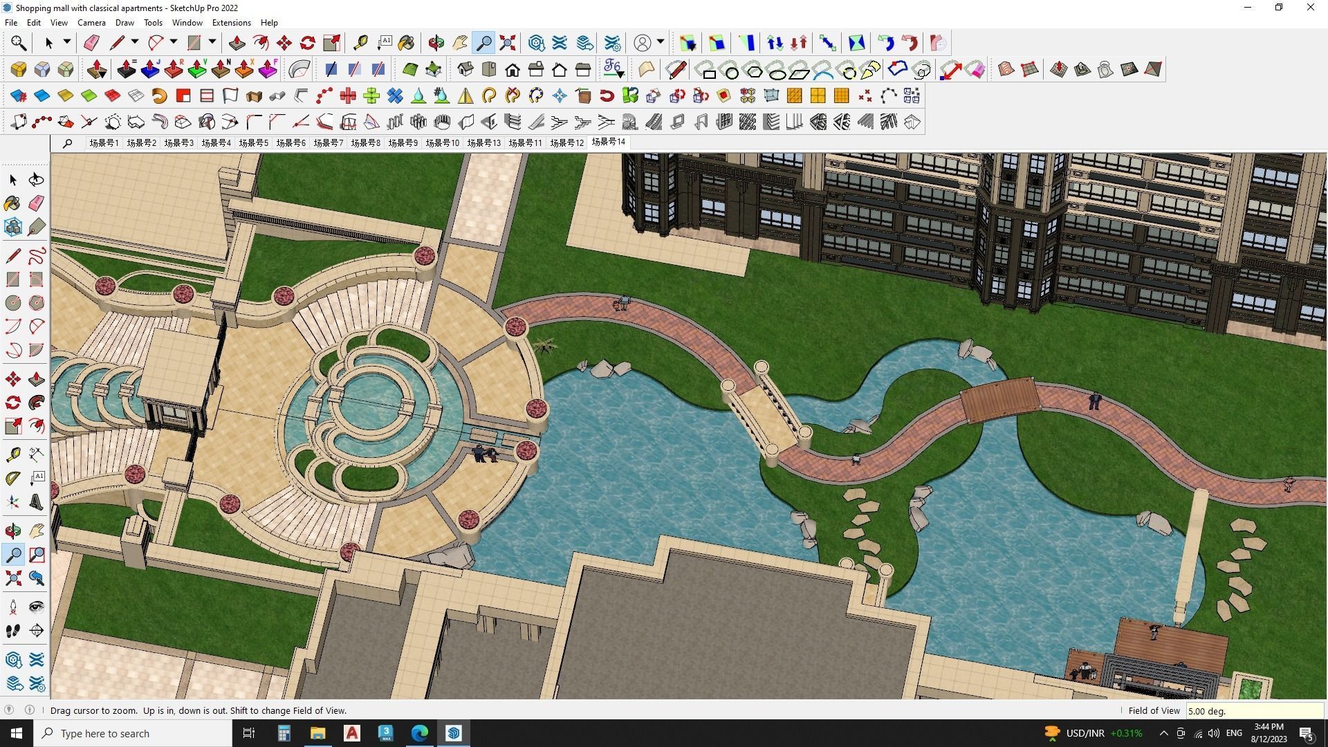 Shopping mall with classical apartments 3d model 3D model_20