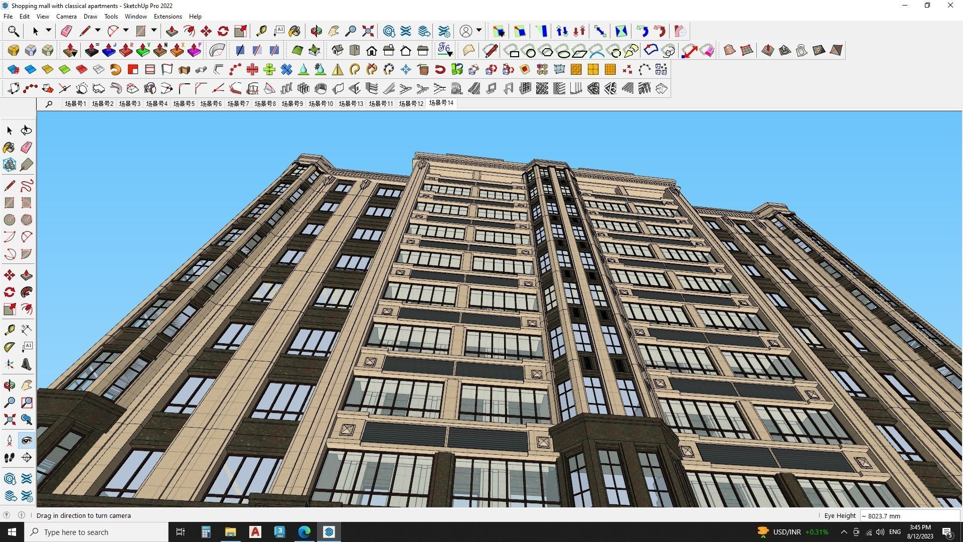 Shopping mall with classical apartments 3d model 3D model_15