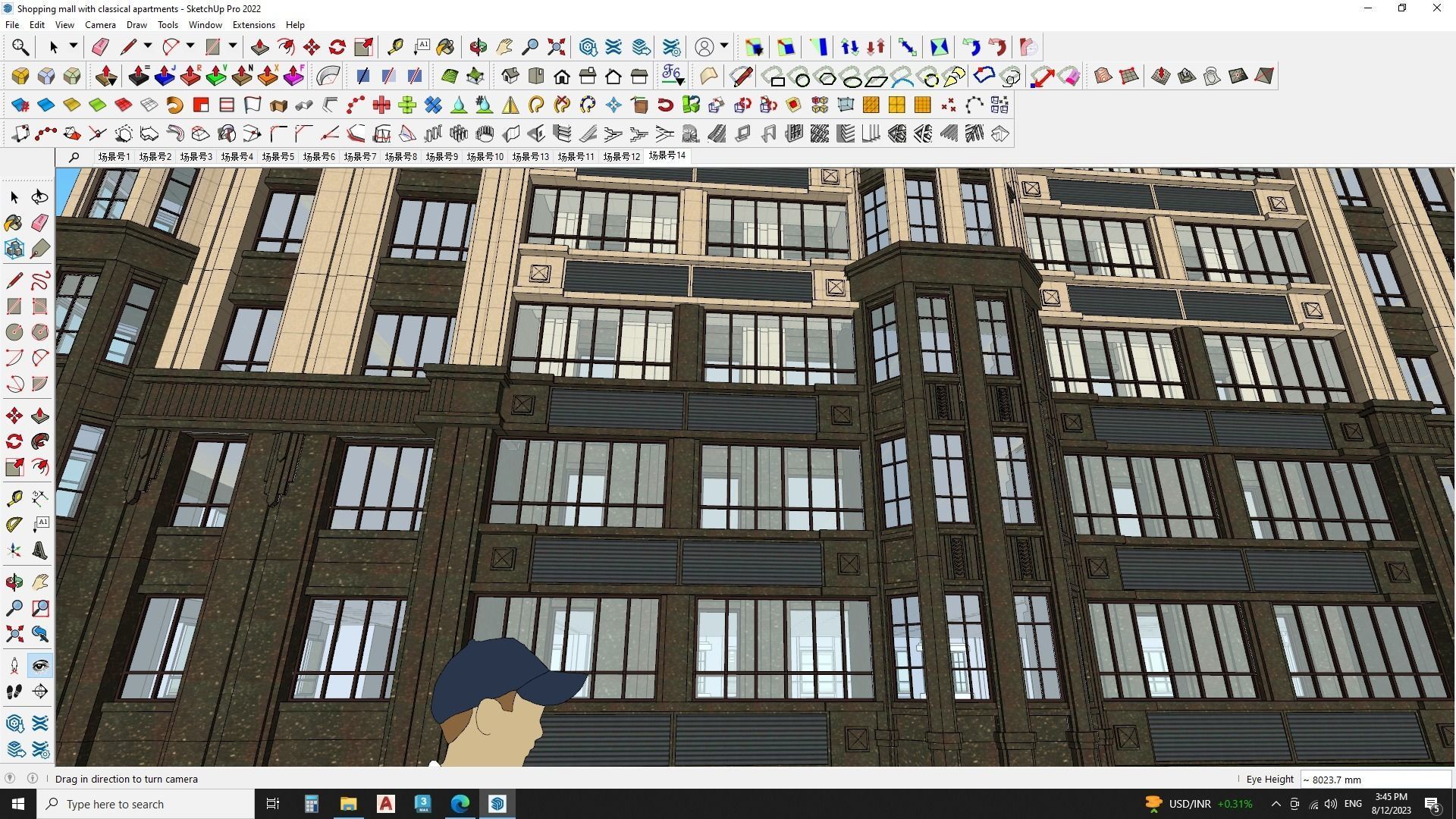 Shopping mall with classical apartments 3d model 3D model_14