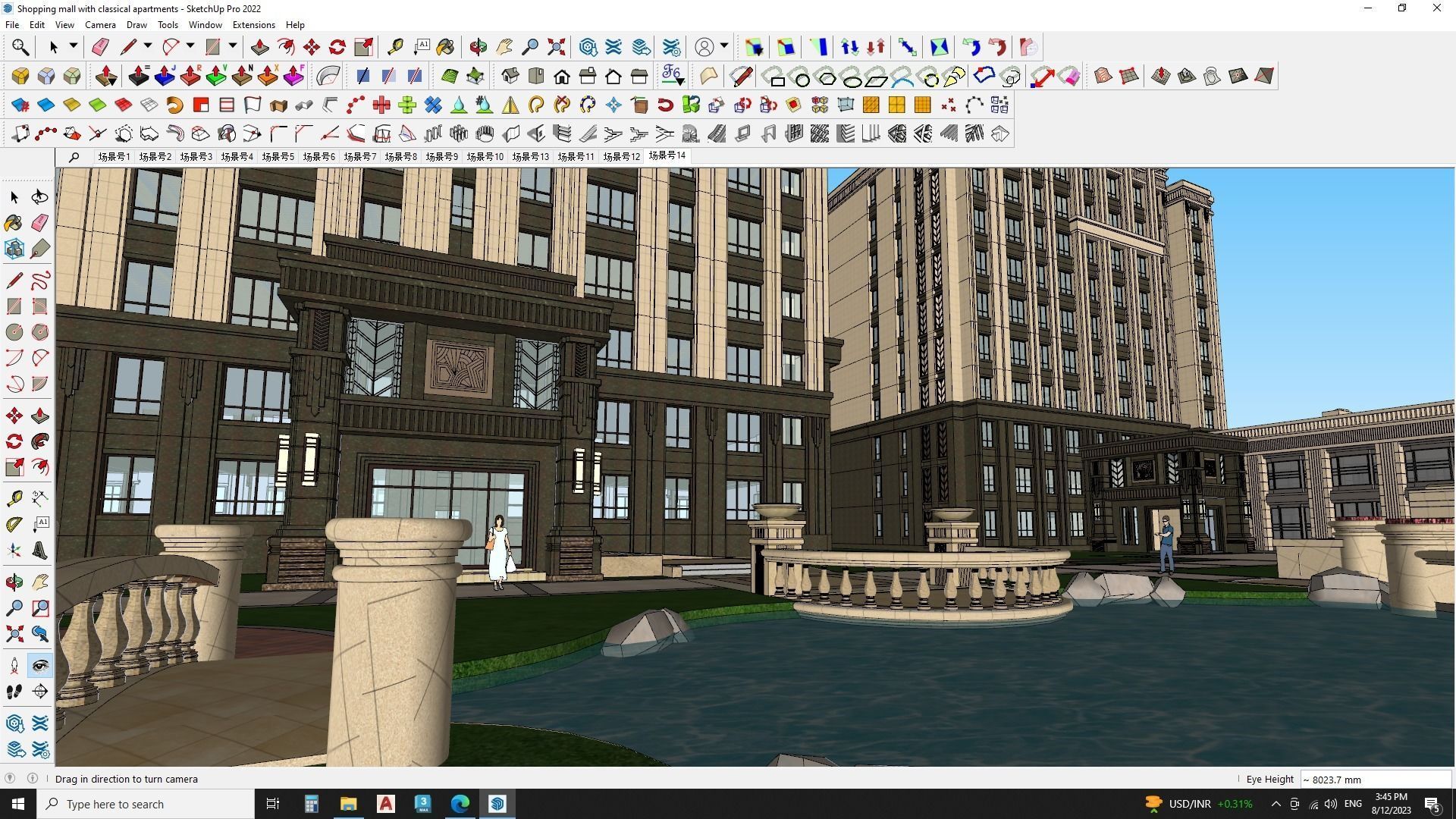 Shopping mall with classical apartments 3d model 3D model_13