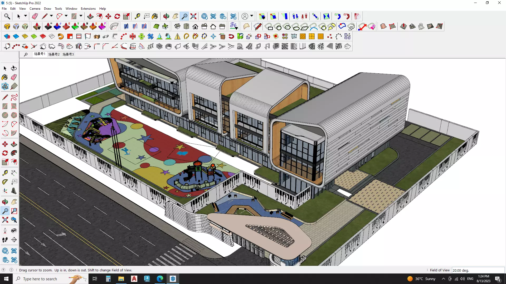 kindergarden education building sketchup model 3D model_0