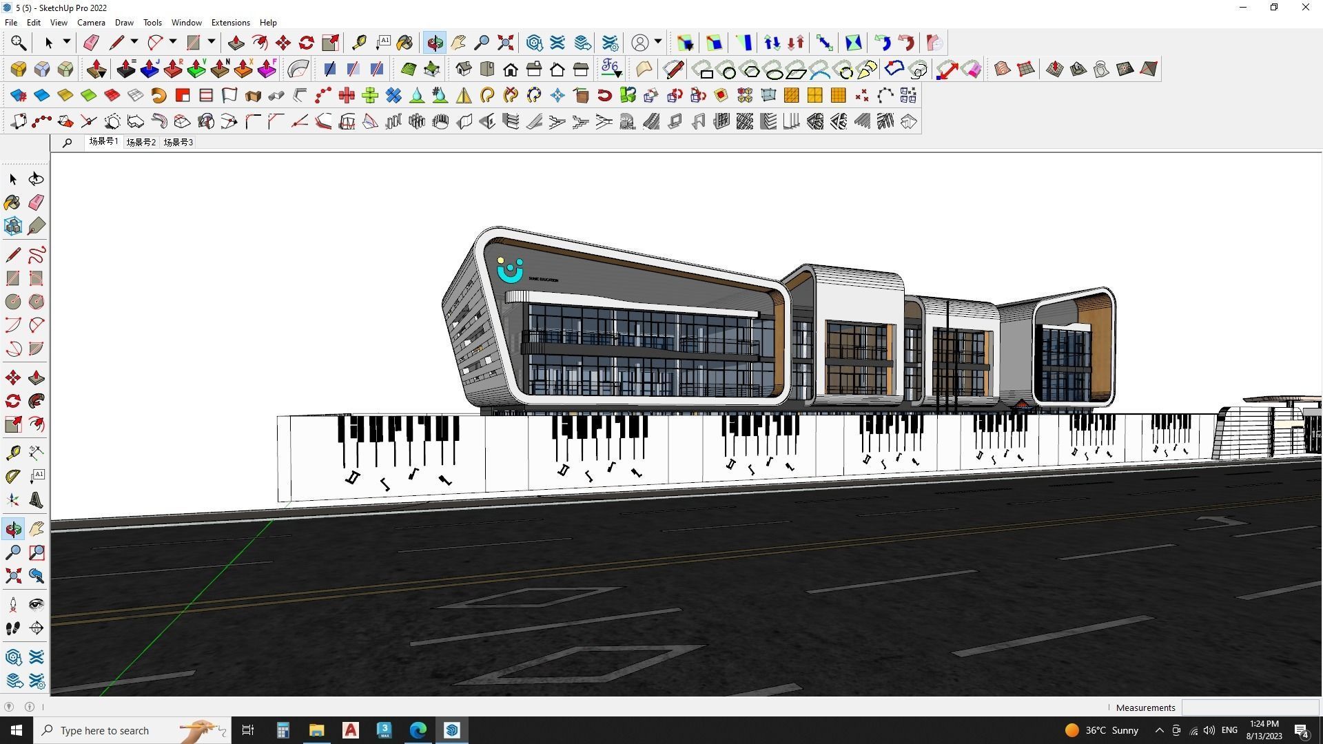 kindergarden education building sketchup model 3D model_2