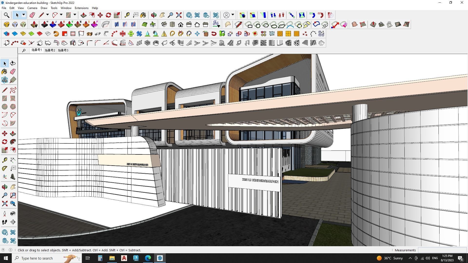 kindergarden education building sketchup model 3D model_1