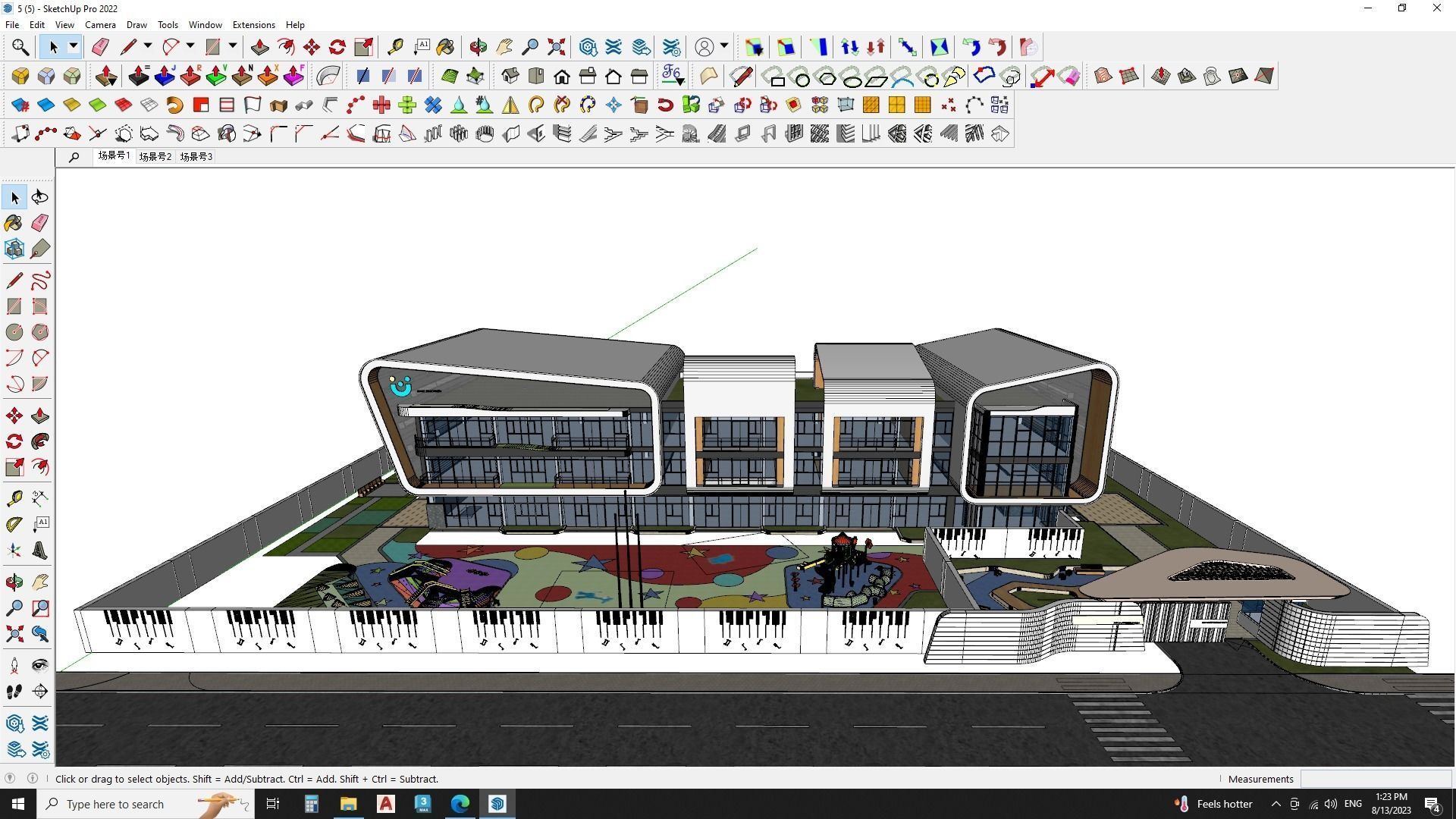kindergarden education building sketchup model 3D model_6