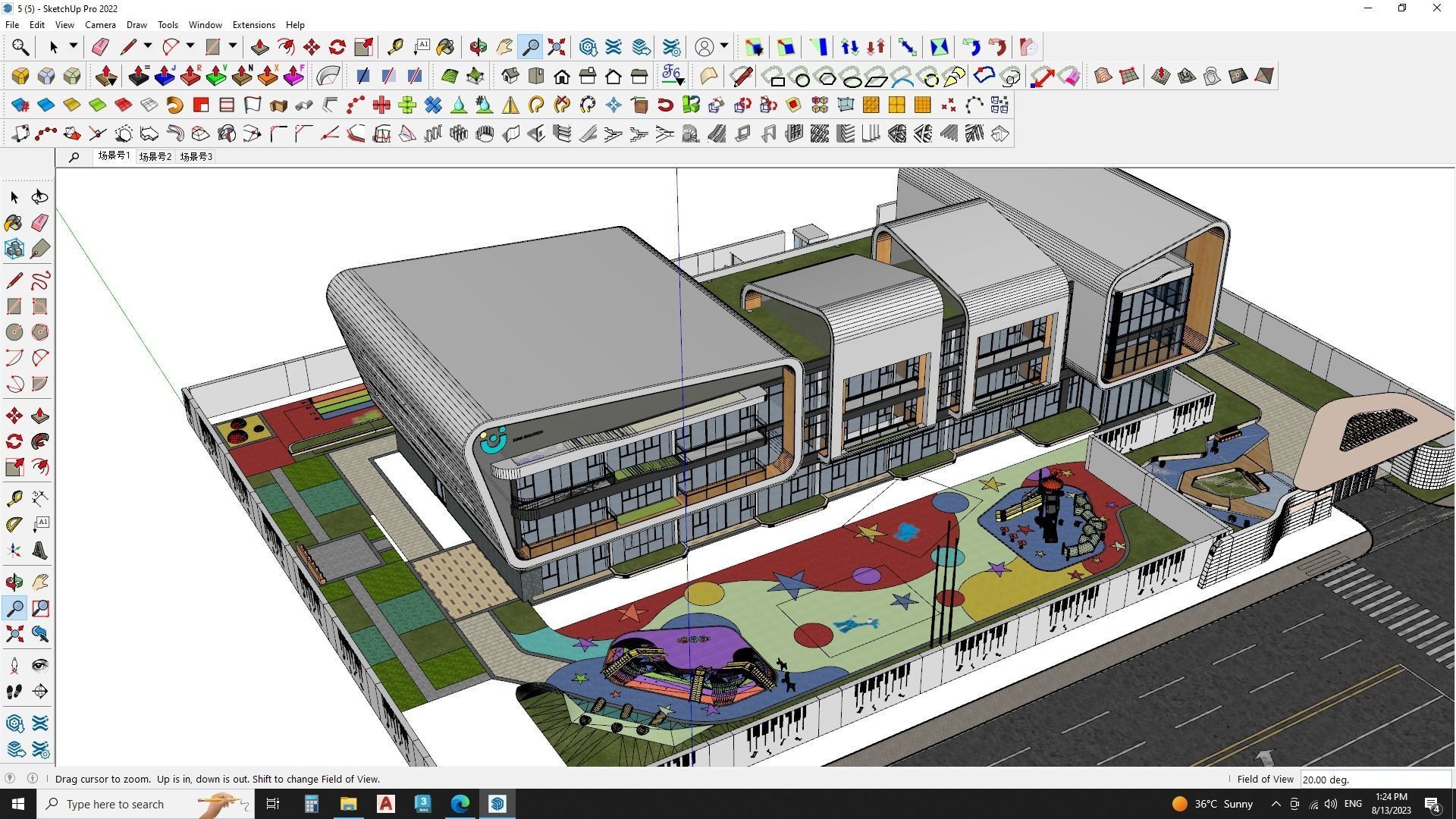 kindergarden education building sketchup model 3D model_3