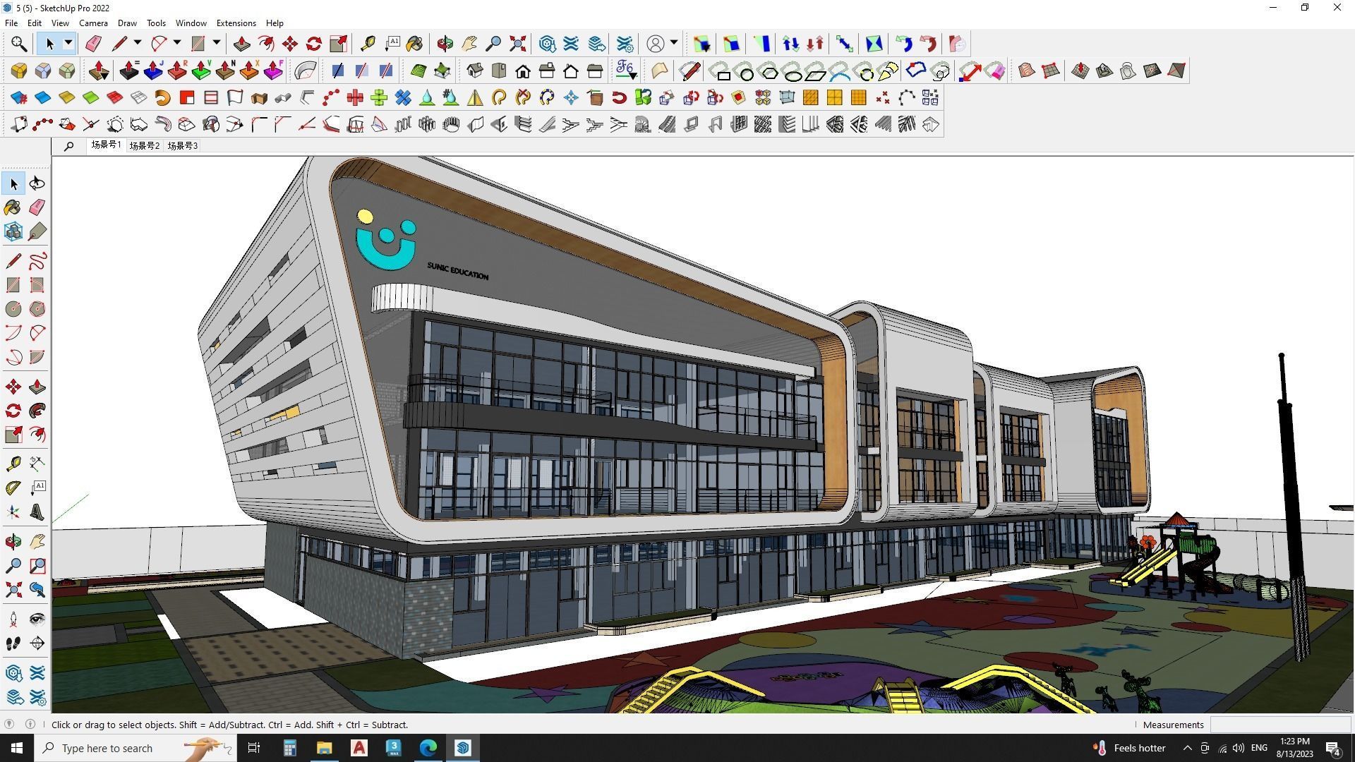 kindergarden education building sketchup model 3D model_7