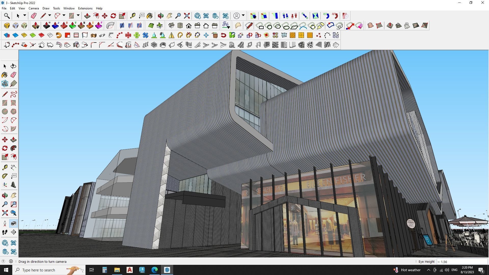 Modern Shopping mall with landscape 3d model 3D model_20