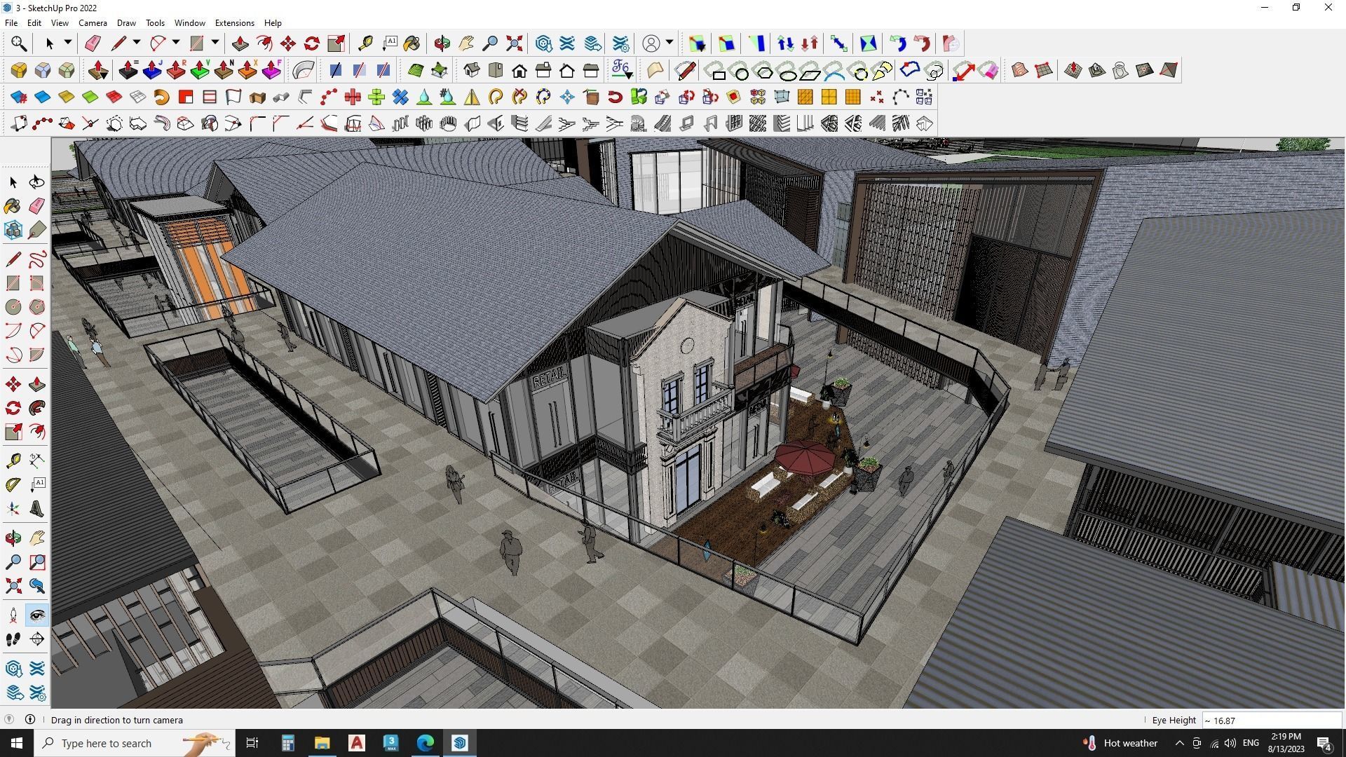 Modern Shopping mall with landscape 3d model 3D model_10