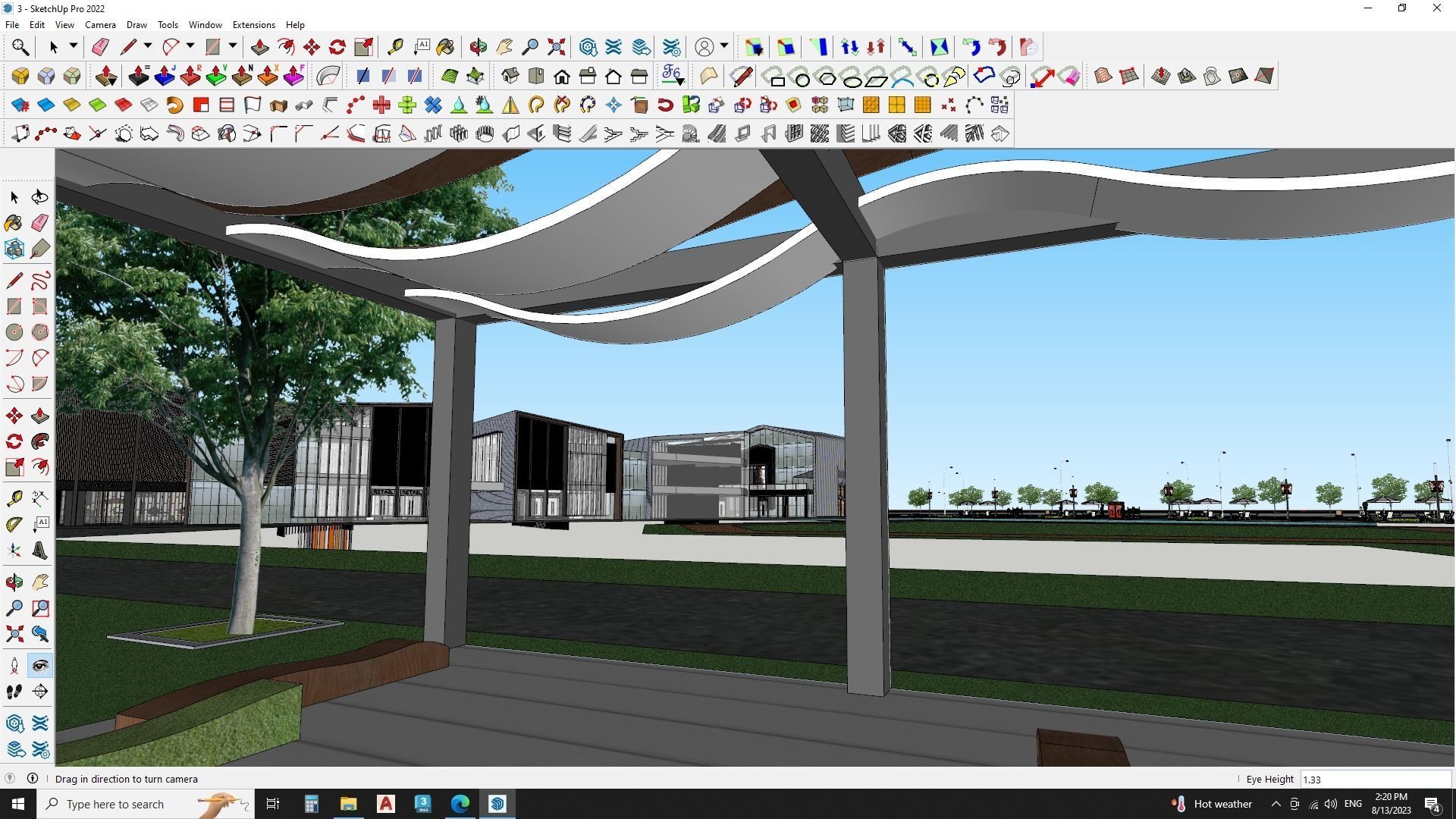 Modern Shopping mall with landscape 3d model 3D model_16