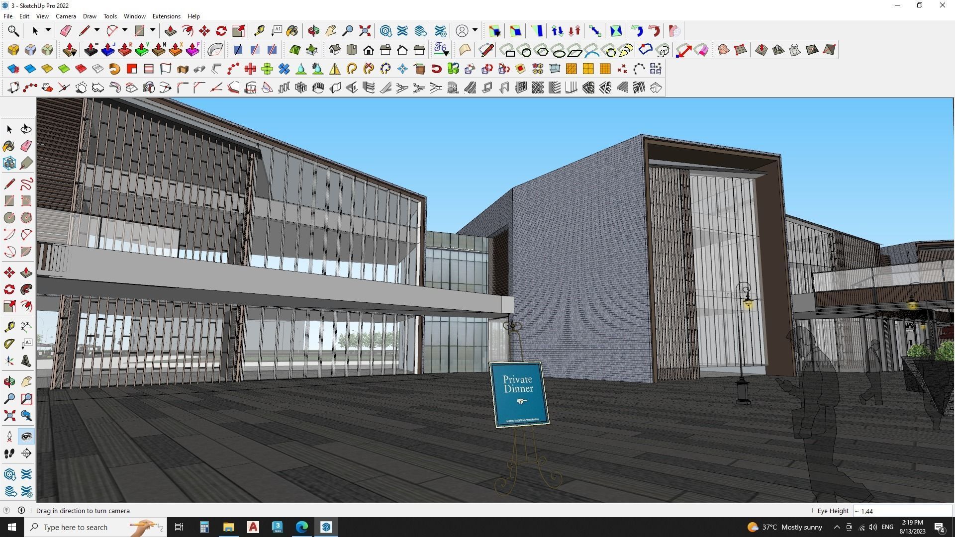 Modern Shopping mall with landscape 3d model 3D model_5