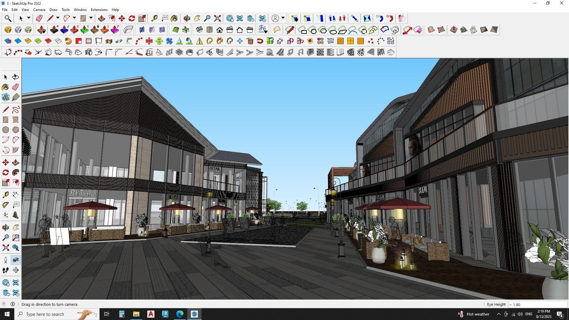 Modern Shopping mall with landscape 3d model 3D model_7