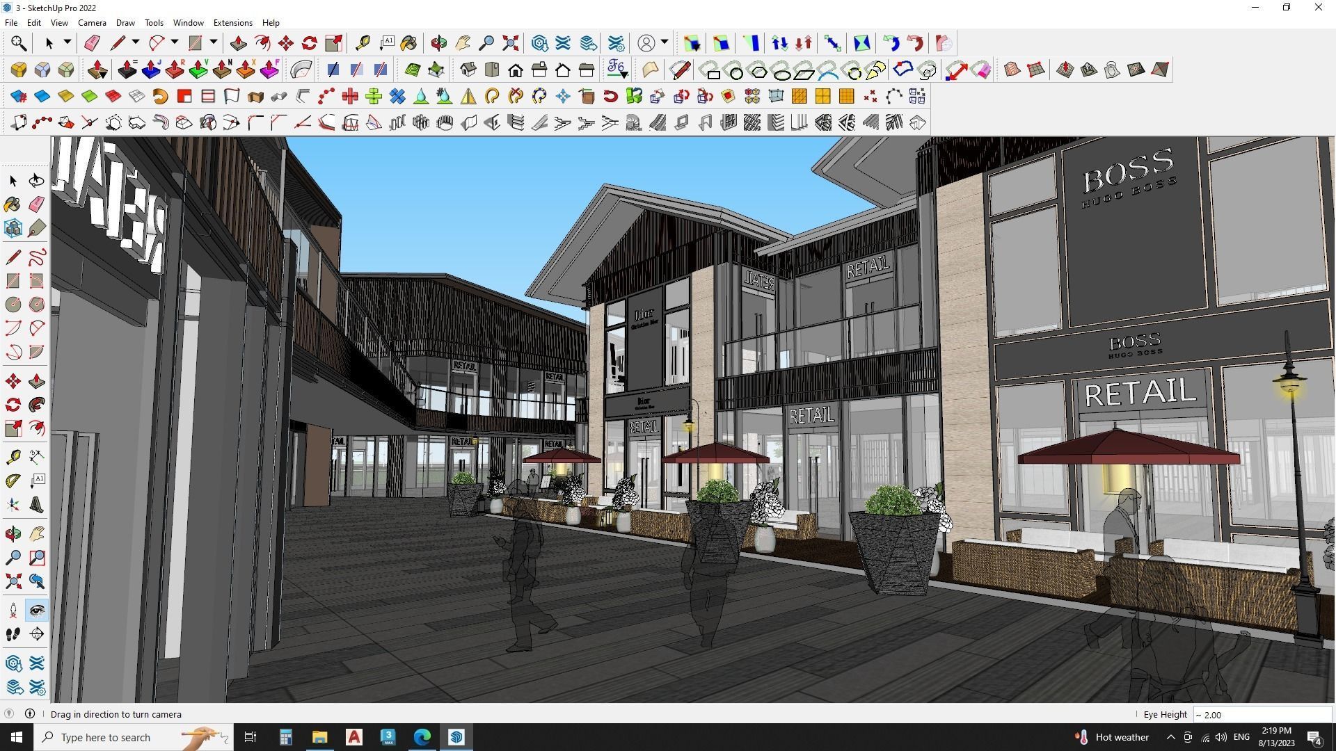 Modern Shopping mall with landscape 3d model 3D model_8