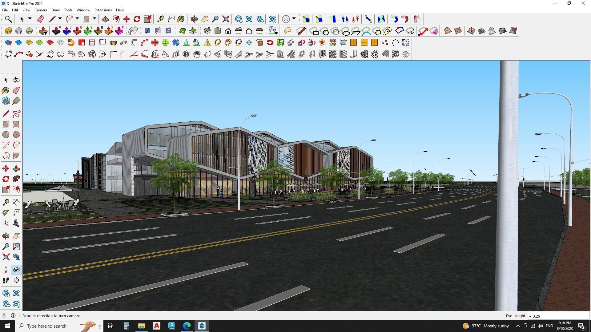 Modern Shopping mall with landscape 3d model 3D model_26