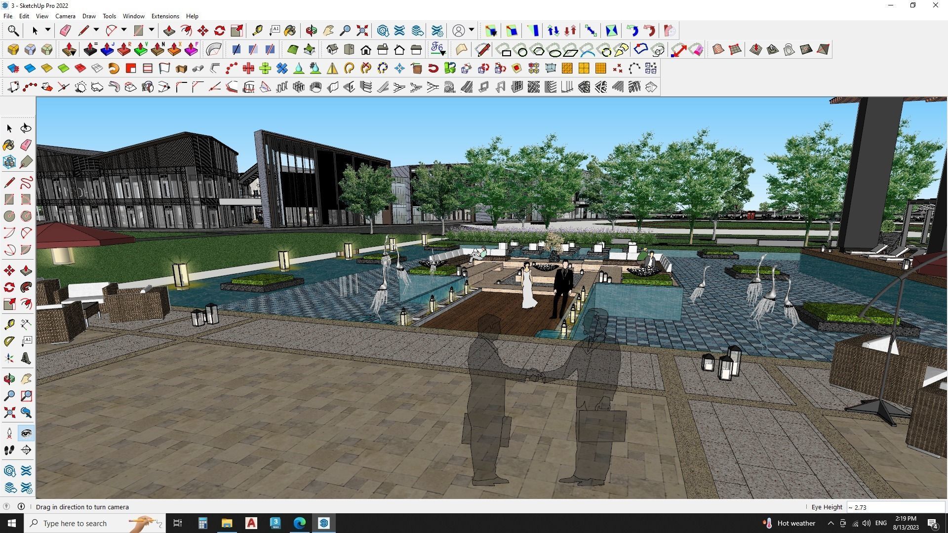 Modern Shopping mall with landscape 3d model 3D model_13