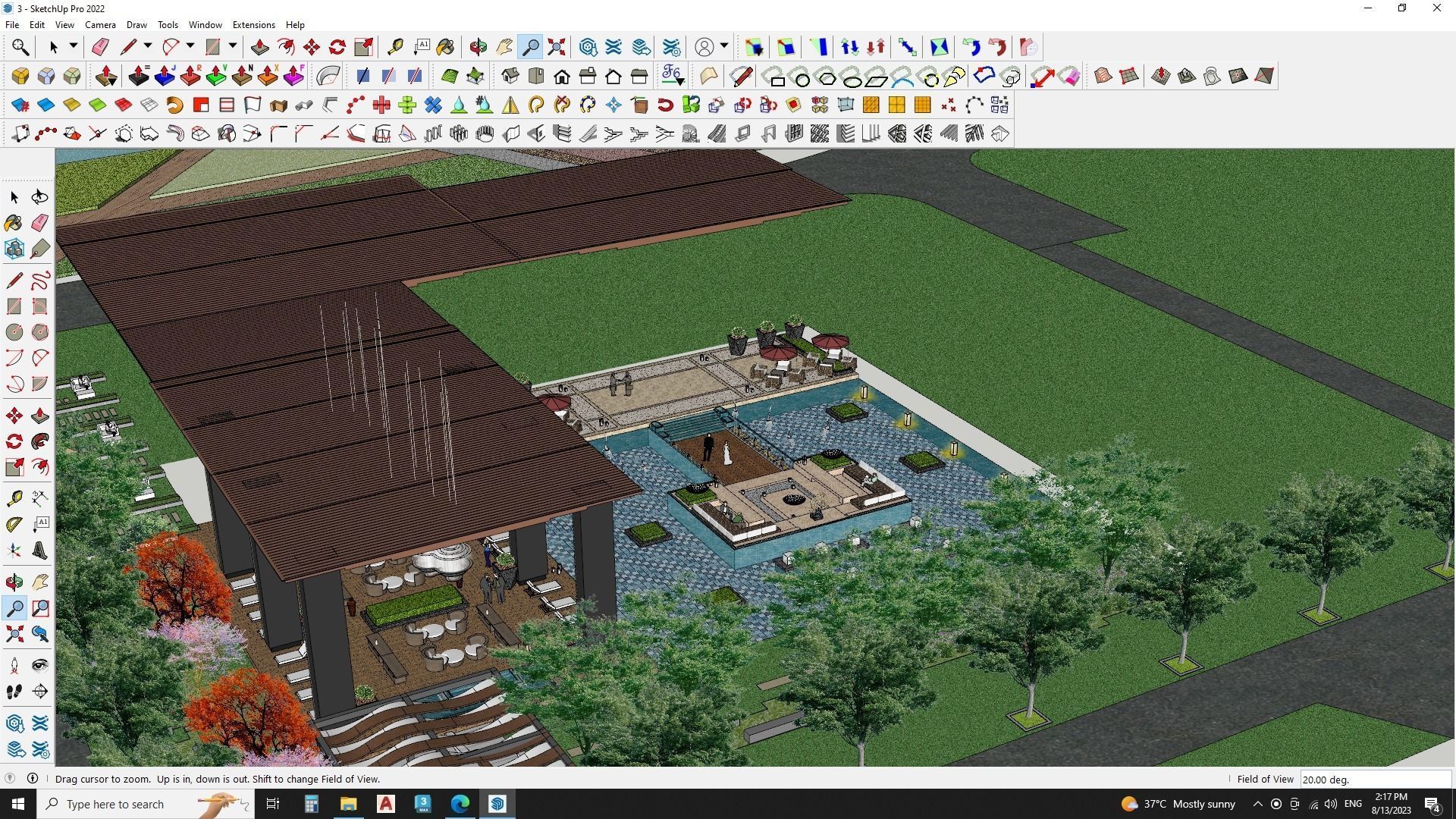 Modern Shopping mall with landscape 3d model 3D model_21