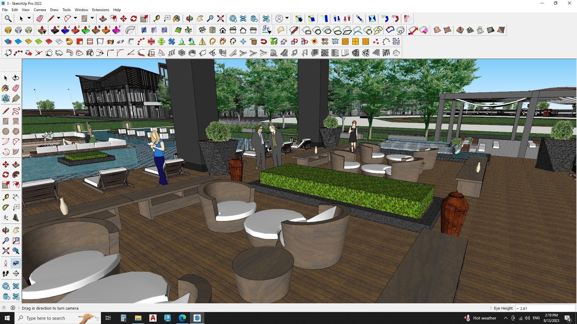 Modern Shopping mall with landscape 3d model 3D model_15