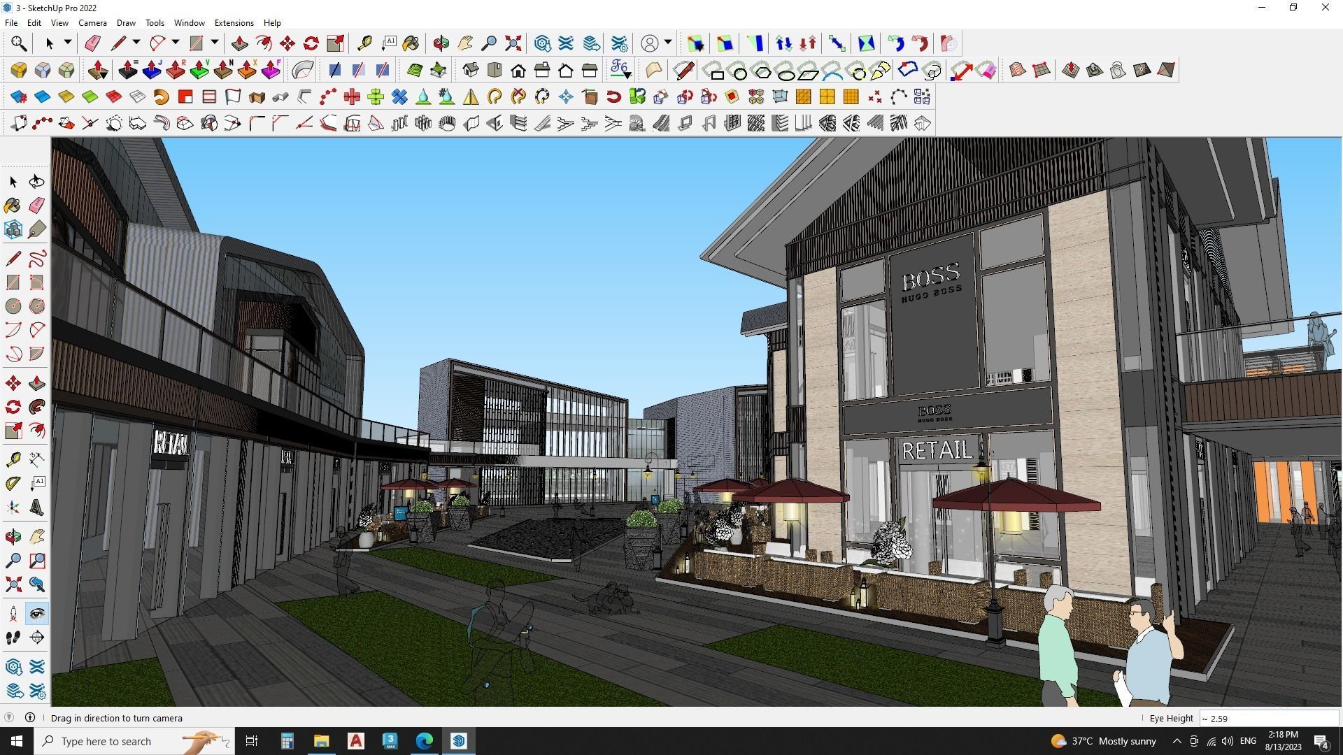 Modern Shopping mall with landscape 3d model 3D model_3