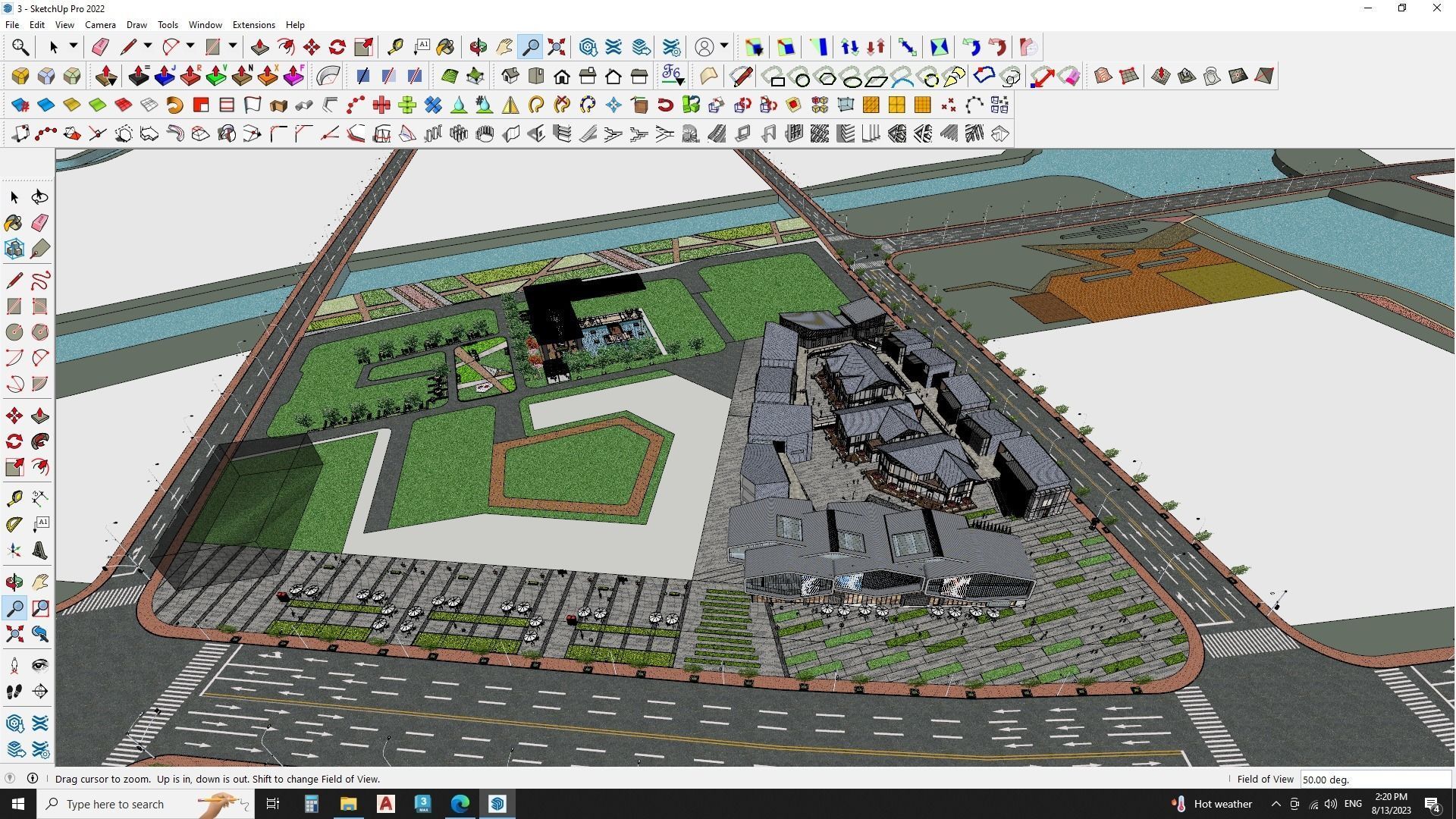 Modern Shopping mall with landscape 3d model 3D model_1