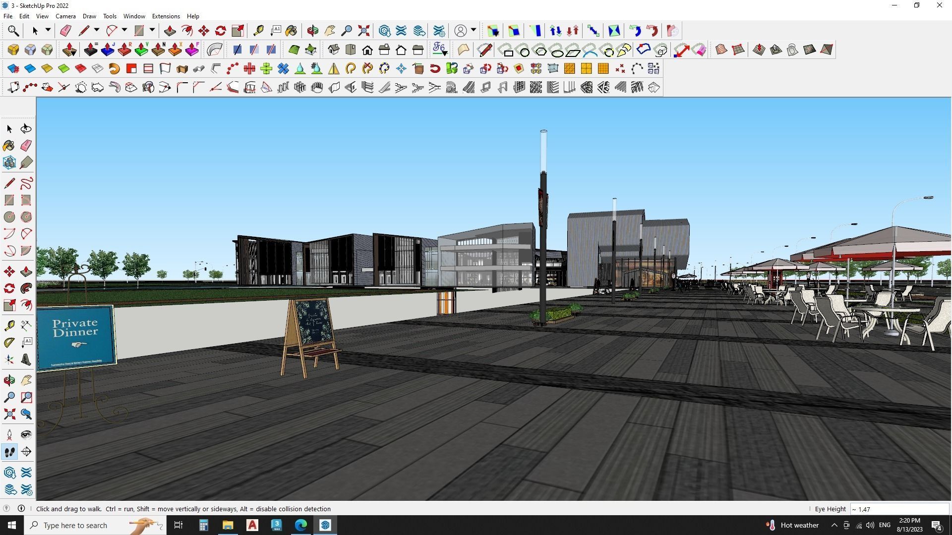 Modern Shopping mall with landscape 3d model 3D model_18