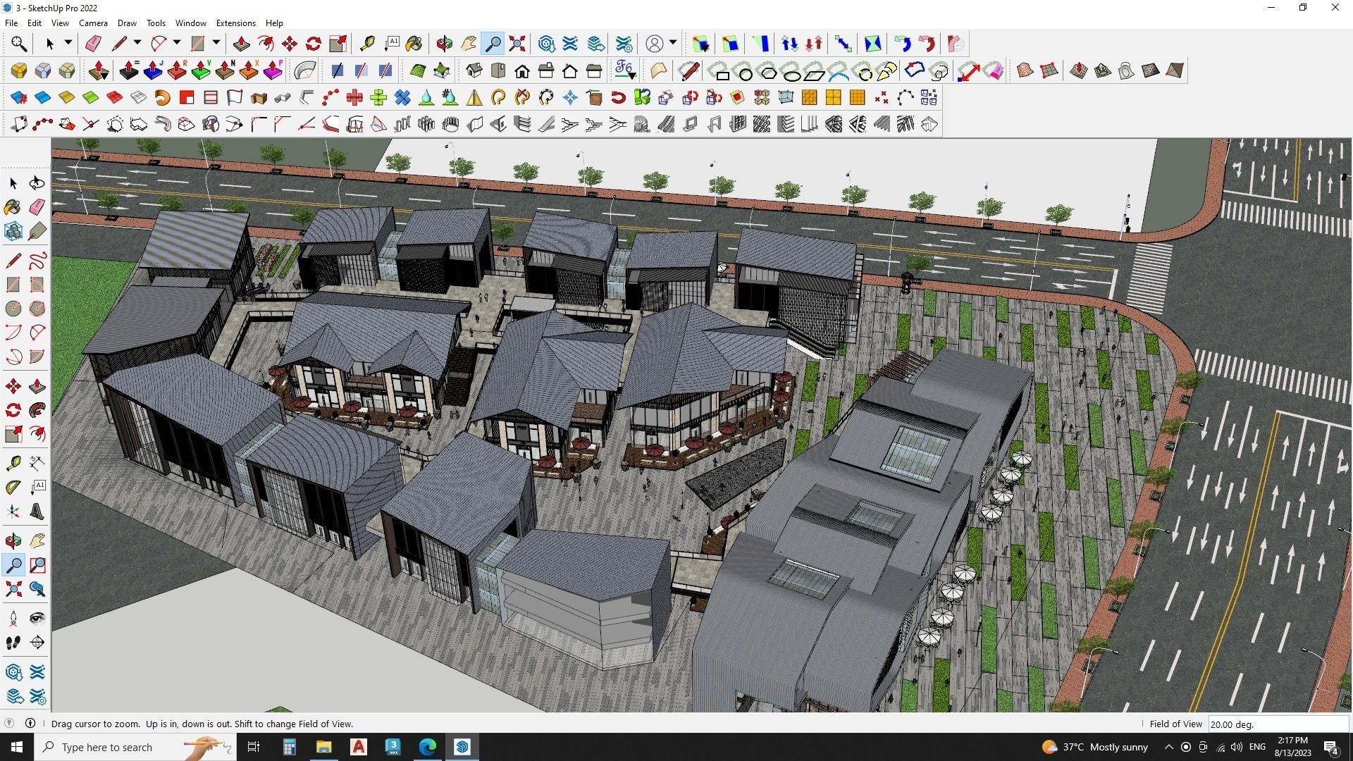 Modern Shopping mall with landscape 3d model 3D model_22