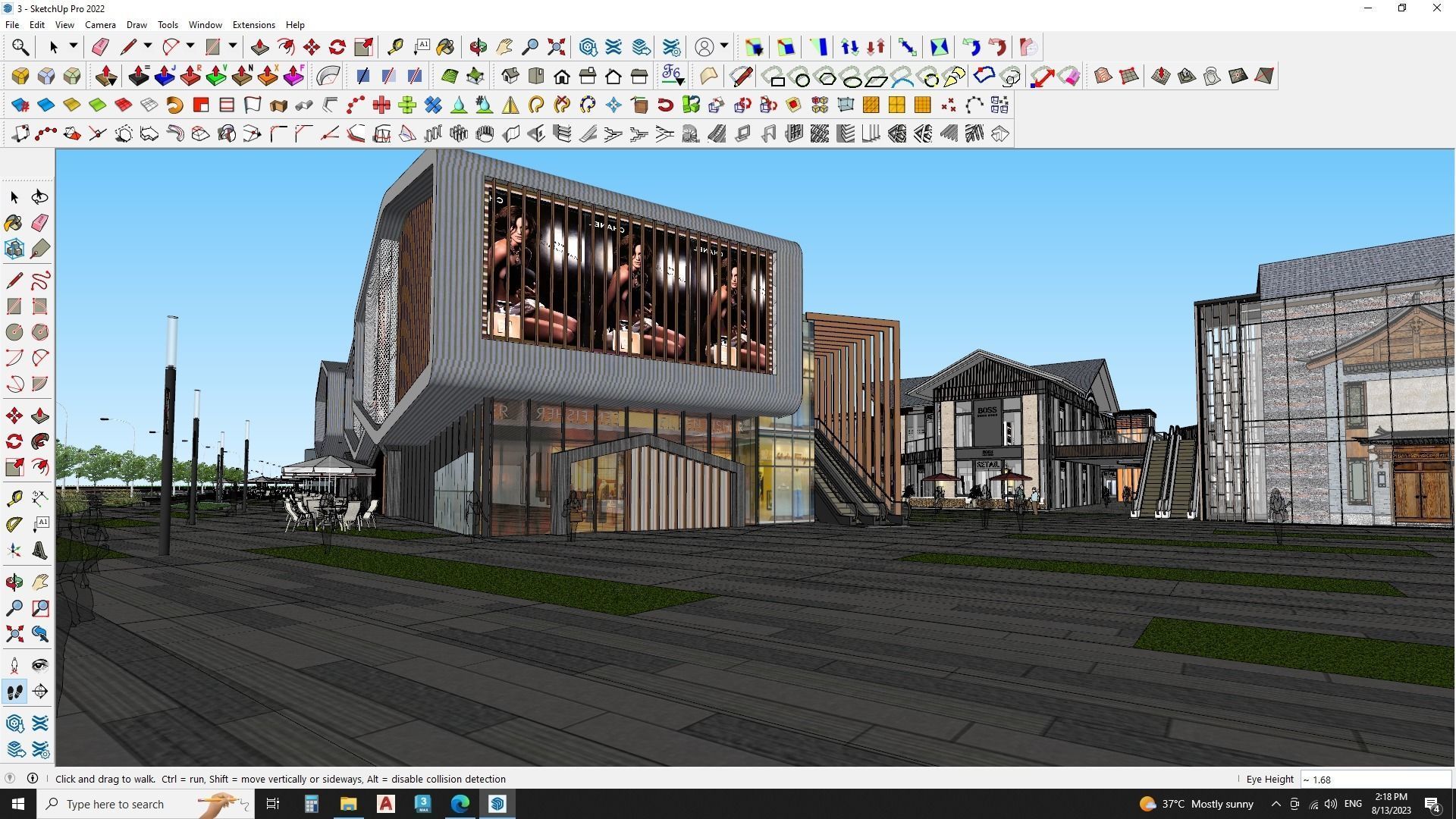 Modern Shopping mall with landscape 3d model 3D model_24