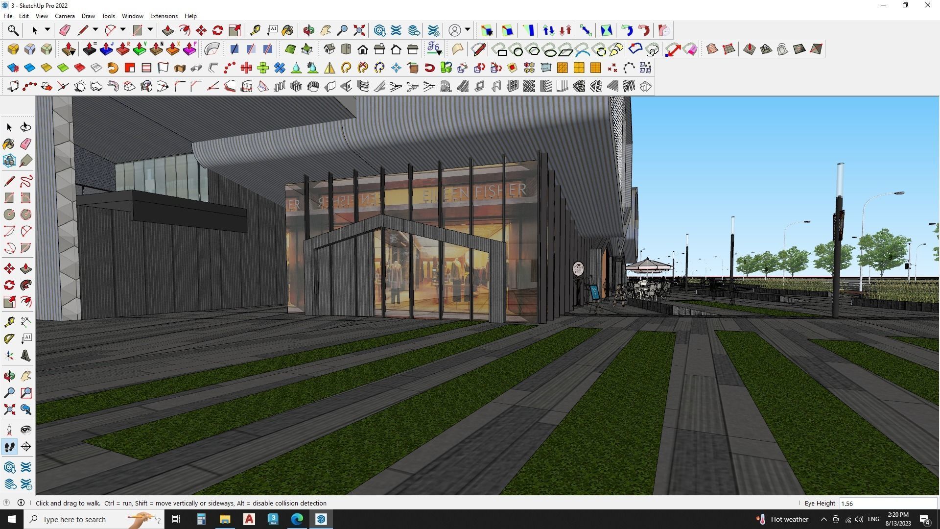 Modern Shopping mall with landscape 3d model 3D model_19