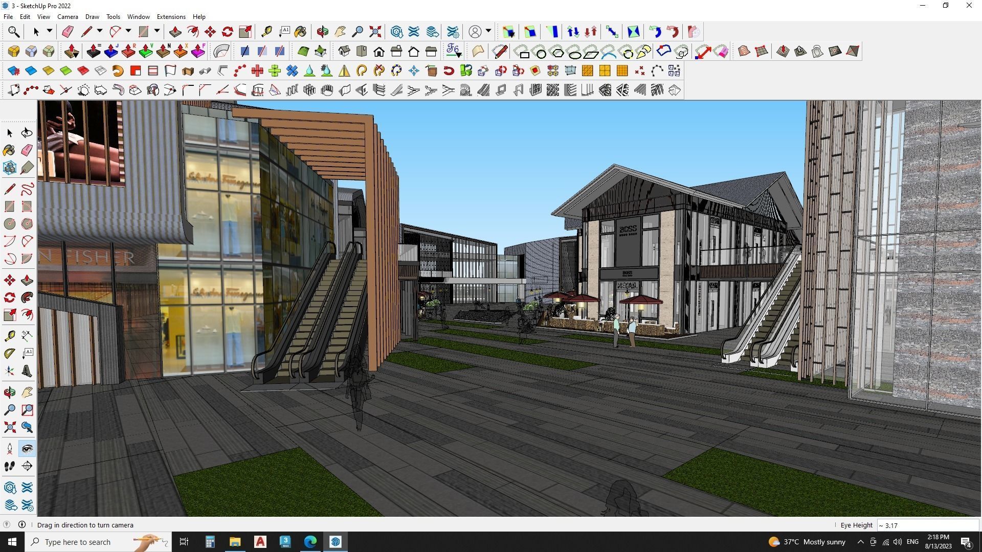 Modern Shopping mall with landscape 3d model 3D model_2