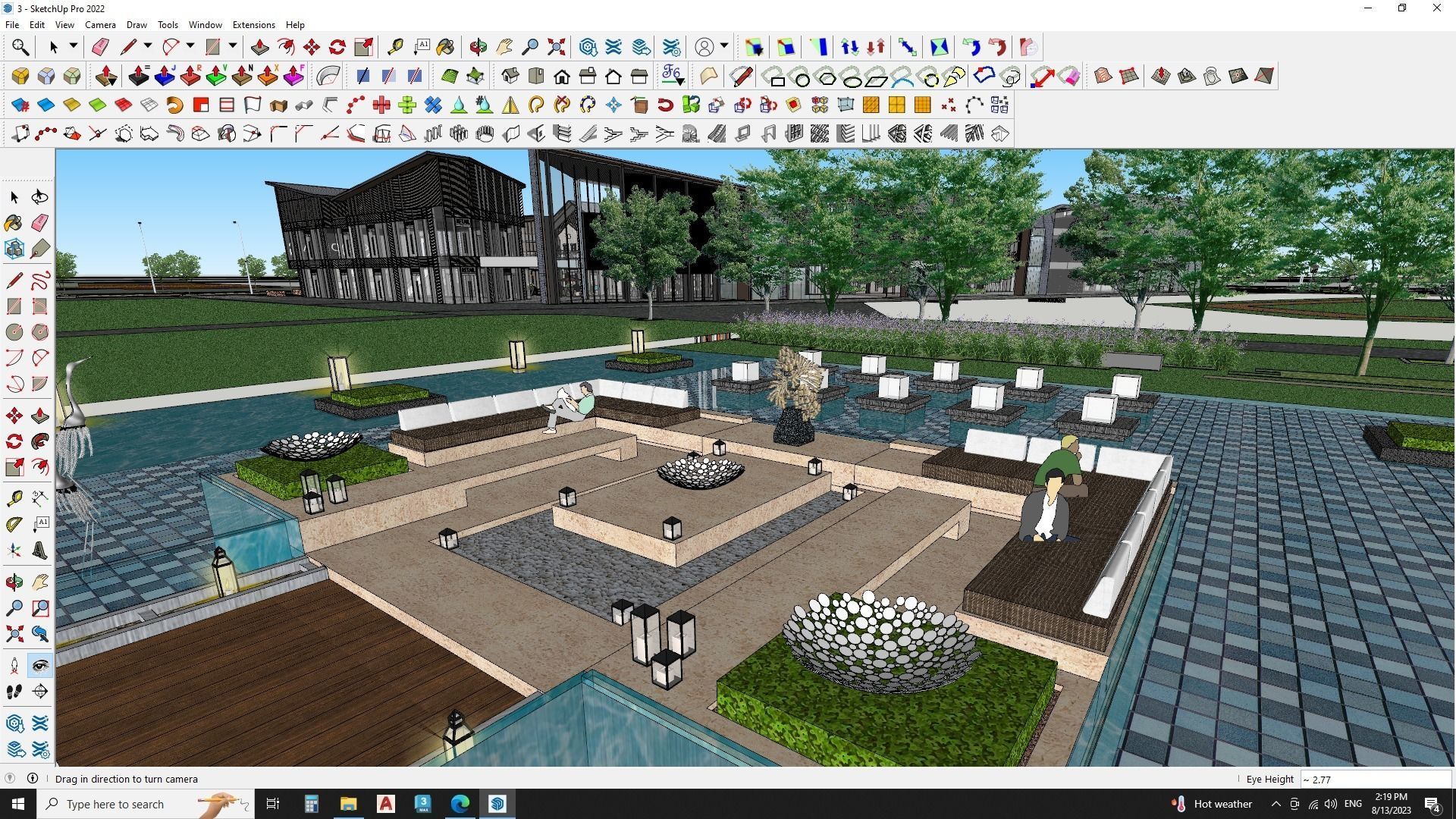 Modern Shopping mall with landscape 3d model 3D model_14
