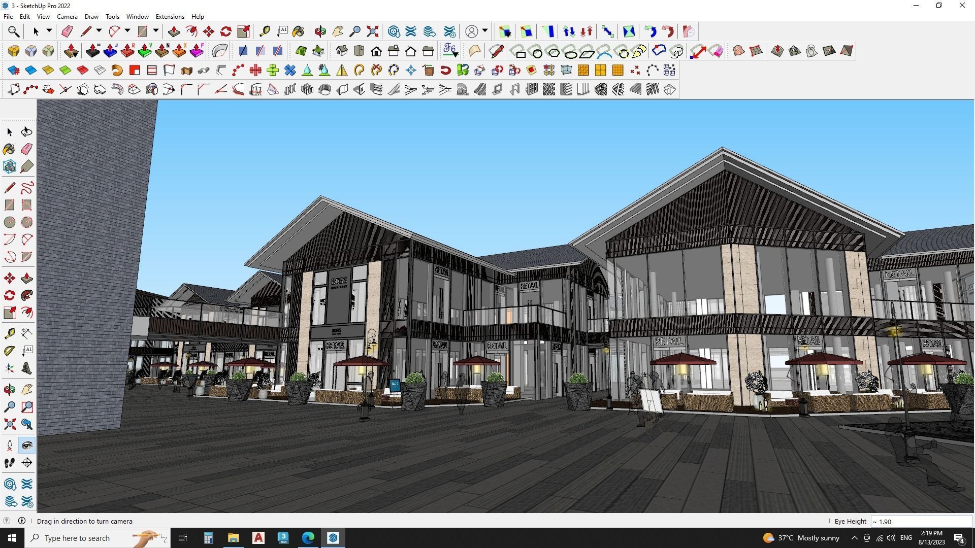 Modern Shopping mall with landscape 3d model 3D model_6