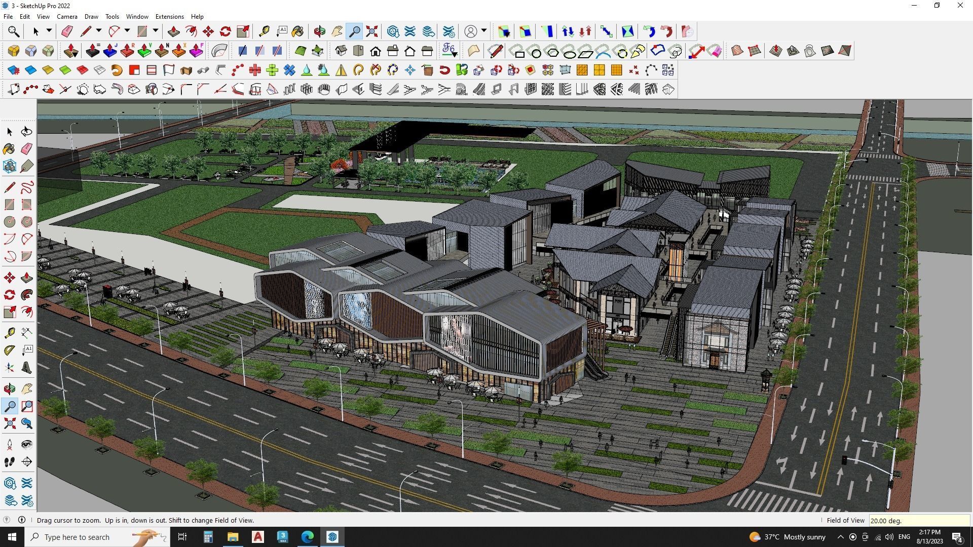 Modern Shopping mall with landscape 3d model 3D model_12