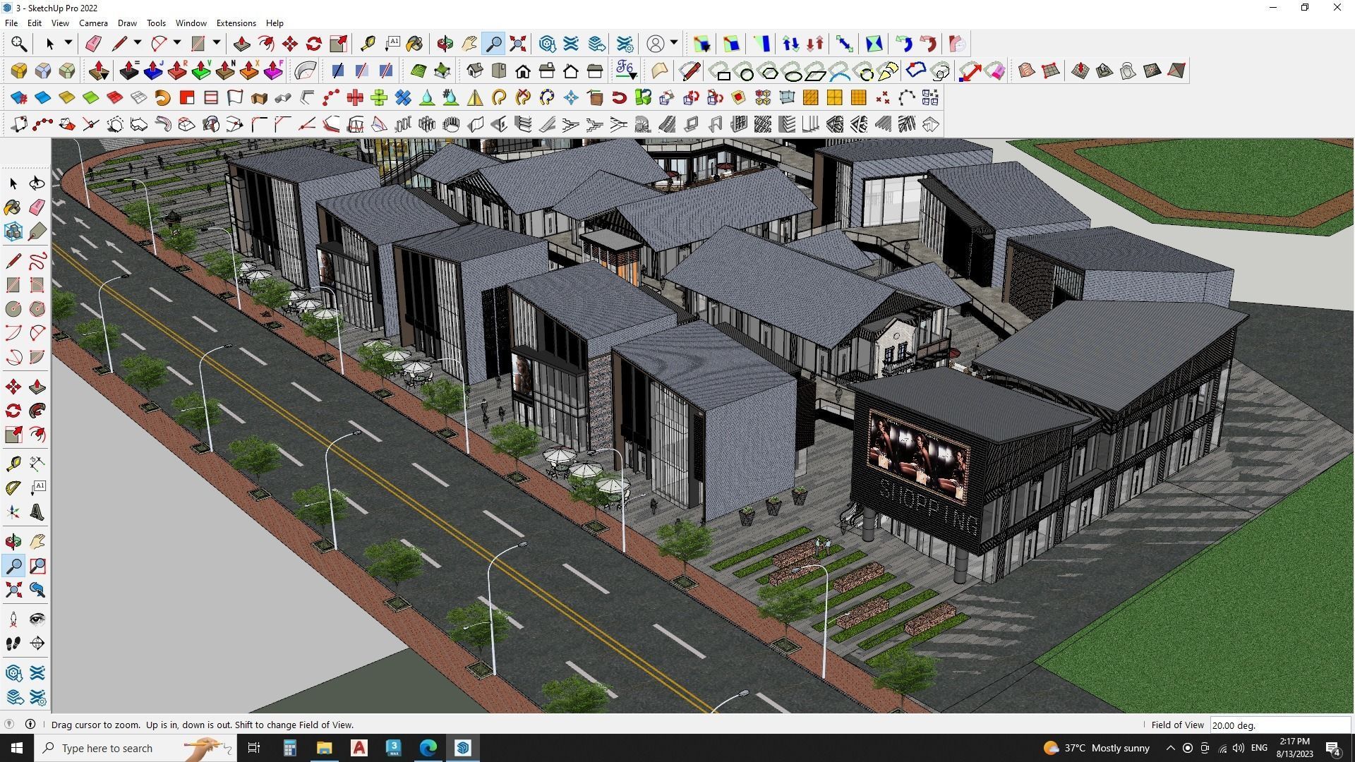 Modern Shopping mall with landscape 3d model 3D model_23