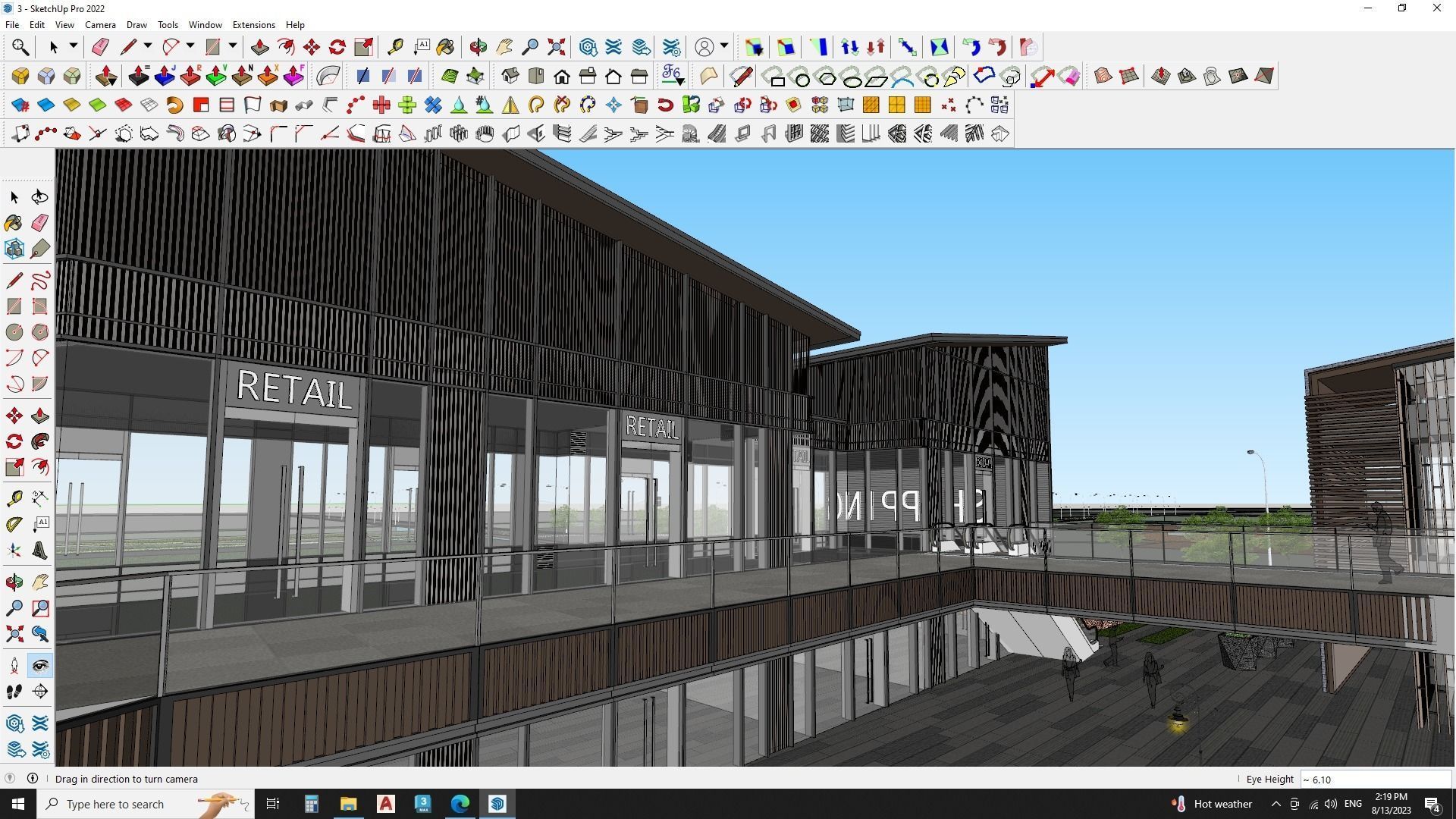 Modern Shopping mall with landscape 3d model 3D model_9