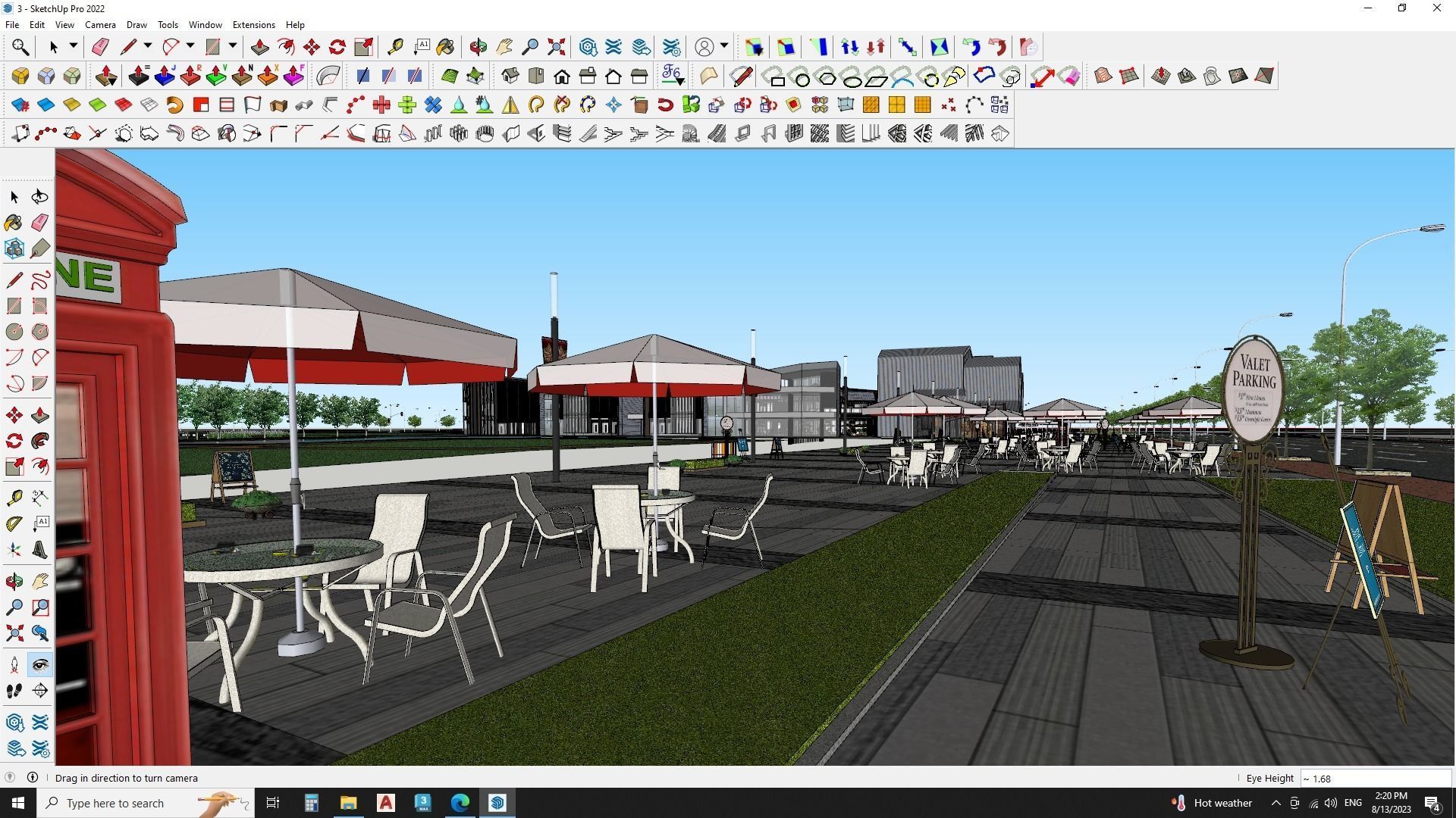 Modern Shopping mall with landscape 3d model 3D model_17