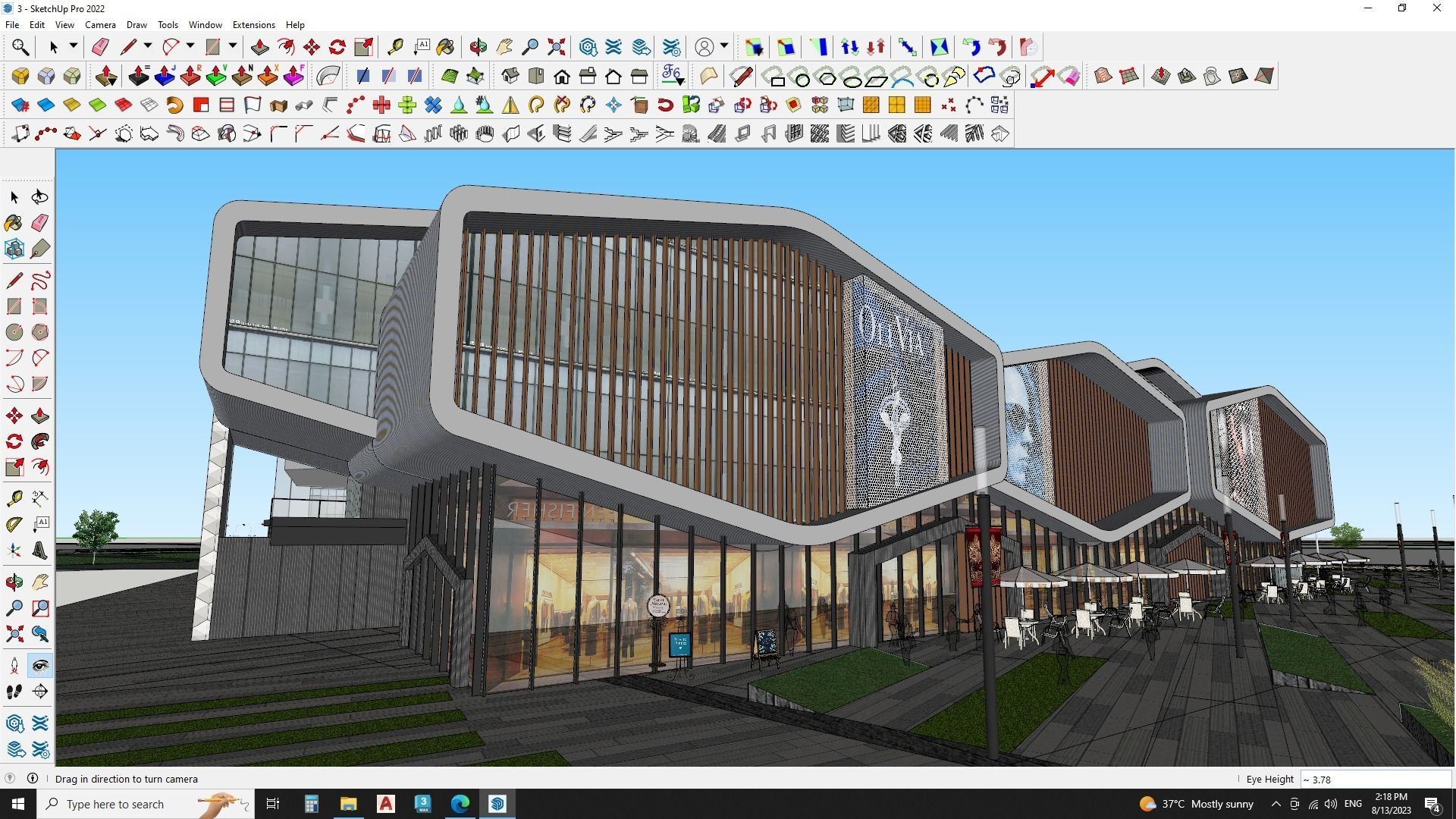 Modern Shopping mall with landscape 3d model 3D model_25
