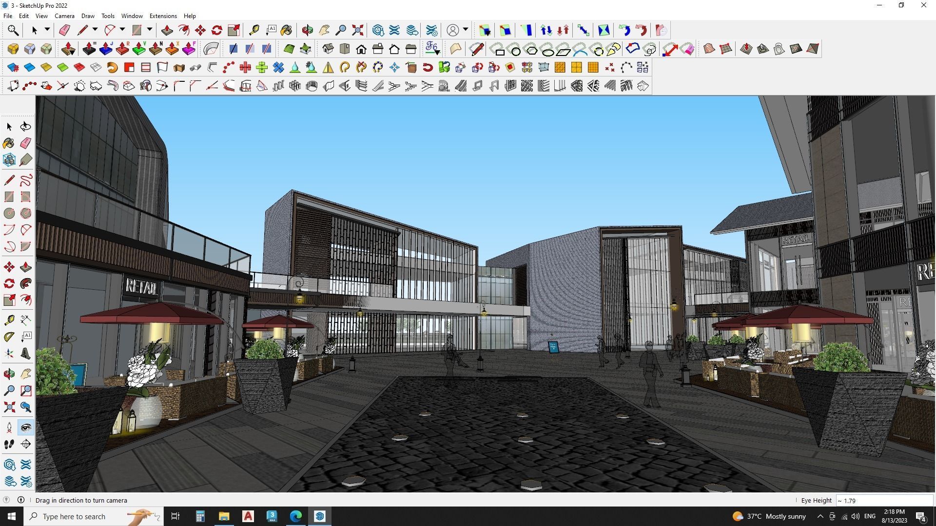 Modern Shopping mall with landscape 3d model 3D model_4